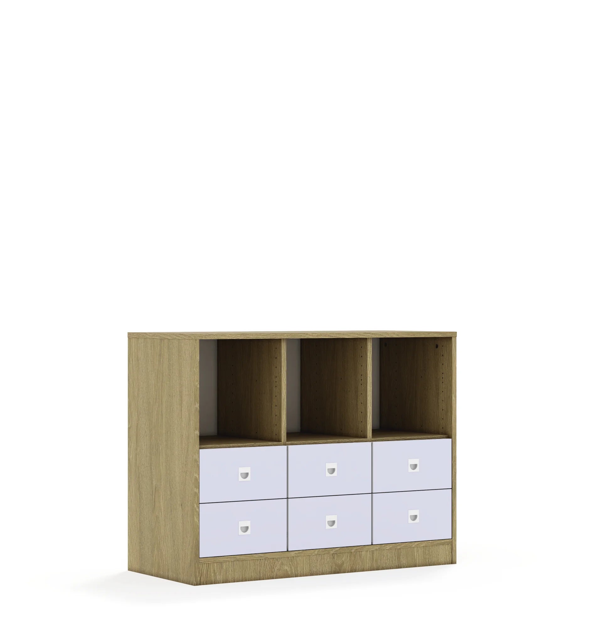 Regał BLOX 110 2PP 4SB 2SS 1049x466x813 – dąb / pastelowy fioletowy