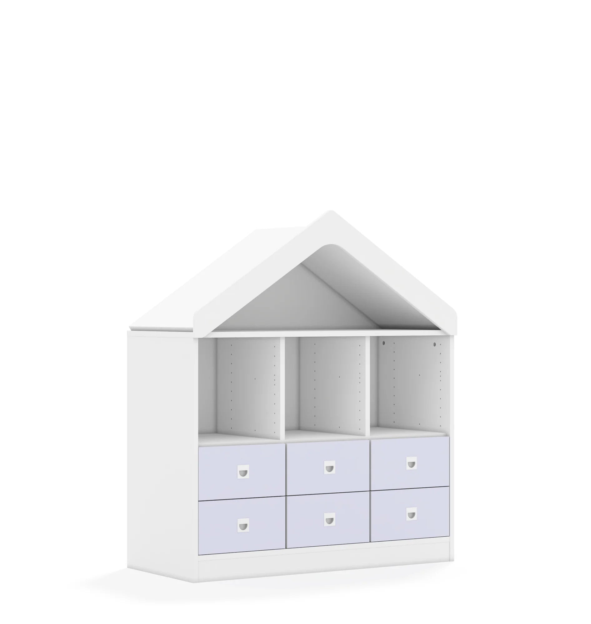 Regał BLOX 110 2PP 4SB 2SS z daszkiem 1049x466x1223 – biały / biały/pastelowy fioletowy