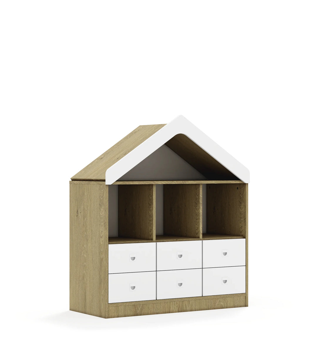 Regał BLOX 110 2PP 4SB 2SS z daszkiem 1049x466x1223 – dąb / biały