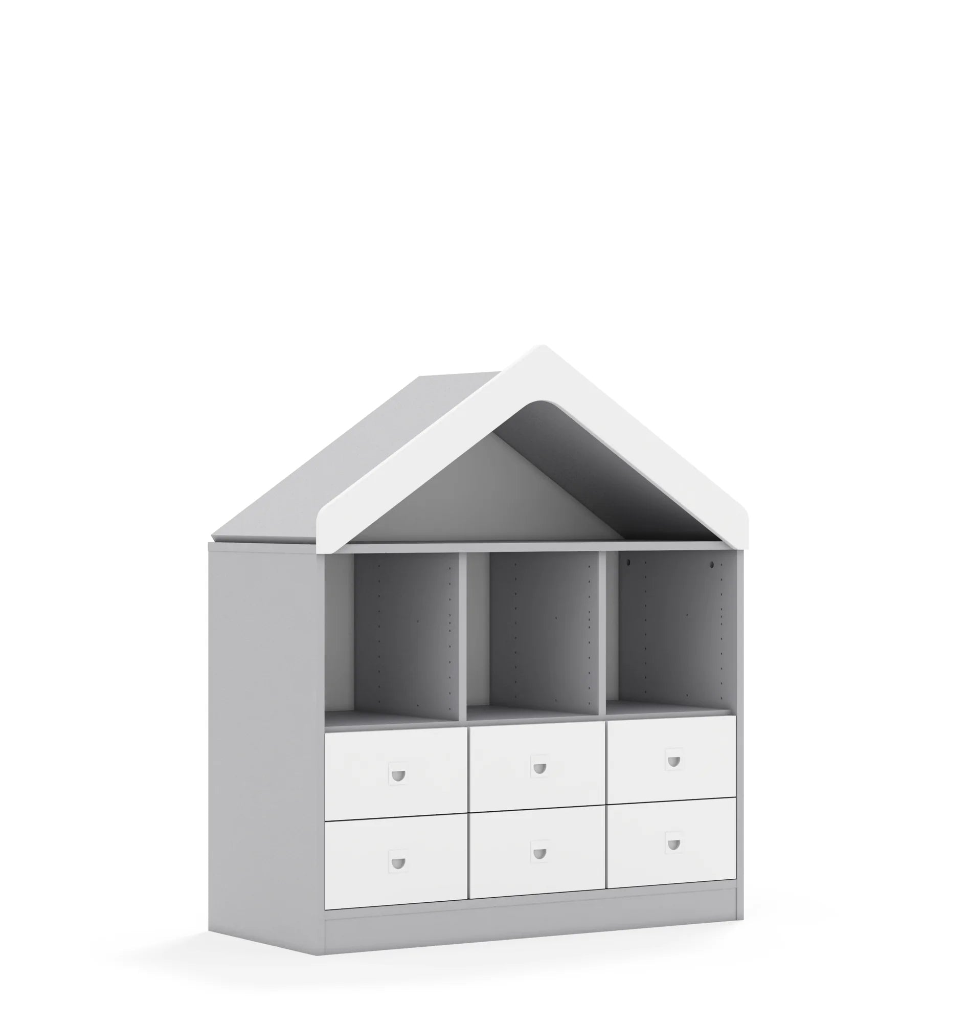 Regał BLOX 110 2PP 4SB 2SS z daszkiem 1049x466x1223 – szary / biały