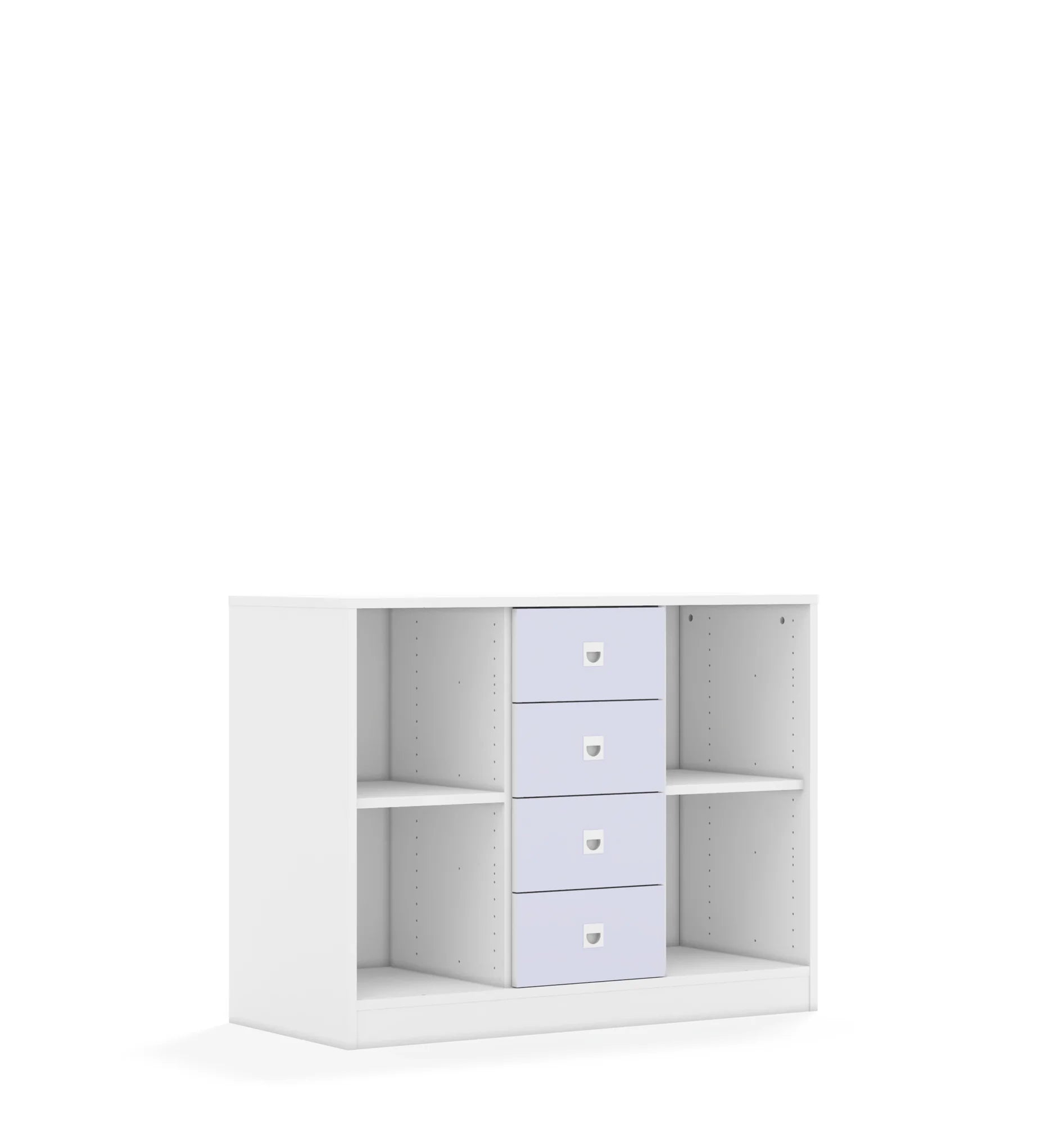 Regał BLOX 110 2PP 4SS 1049x466x813 – biały / pastelowy fioletowy