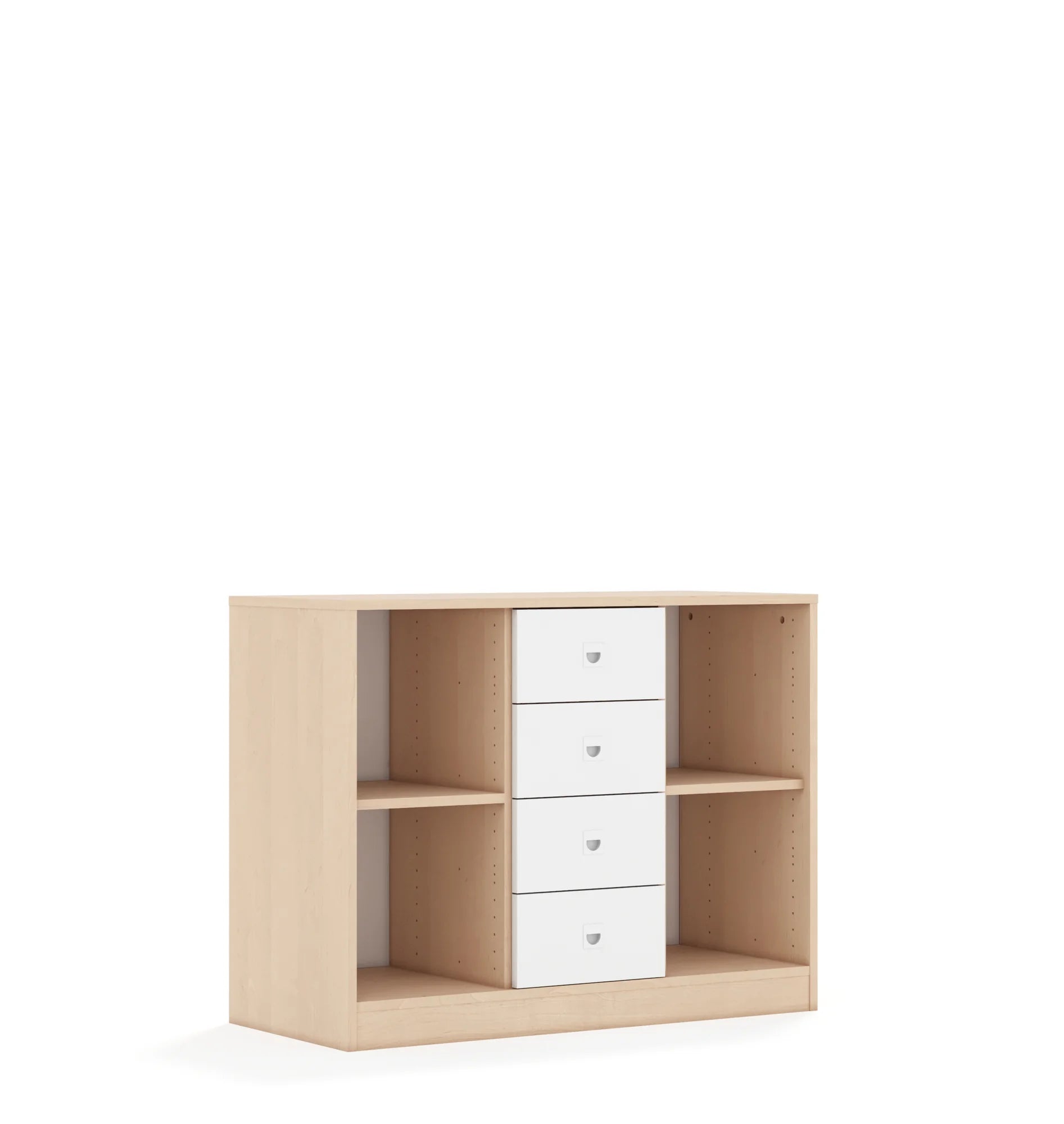 Regał BLOX 110 2PP 4SS 1049x466x813 – brzoza / biały