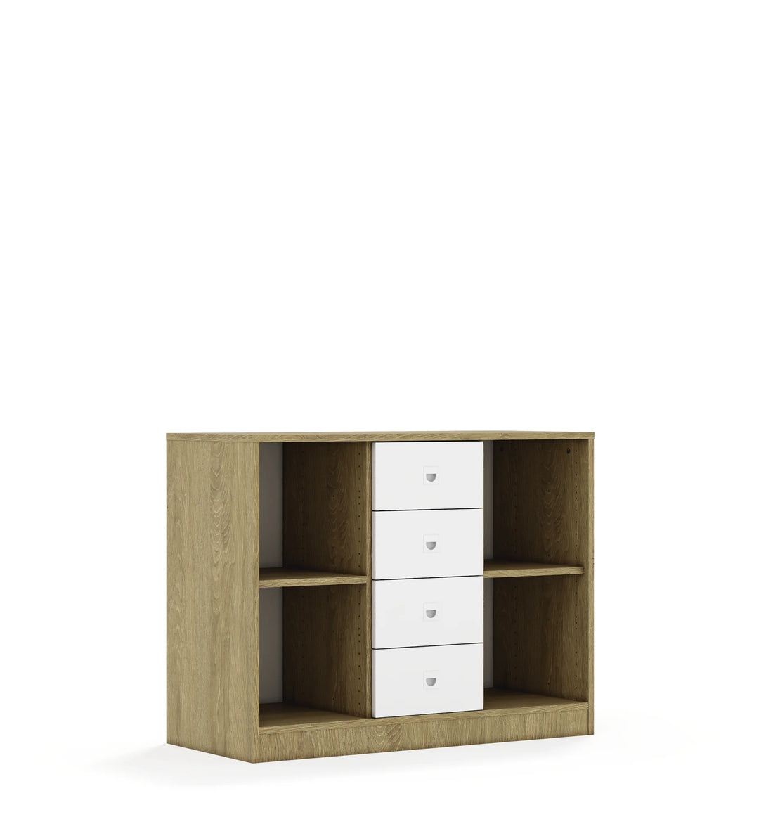 Regał BLOX 110 2PP 4SS 1049x466x813 – dąb / biały