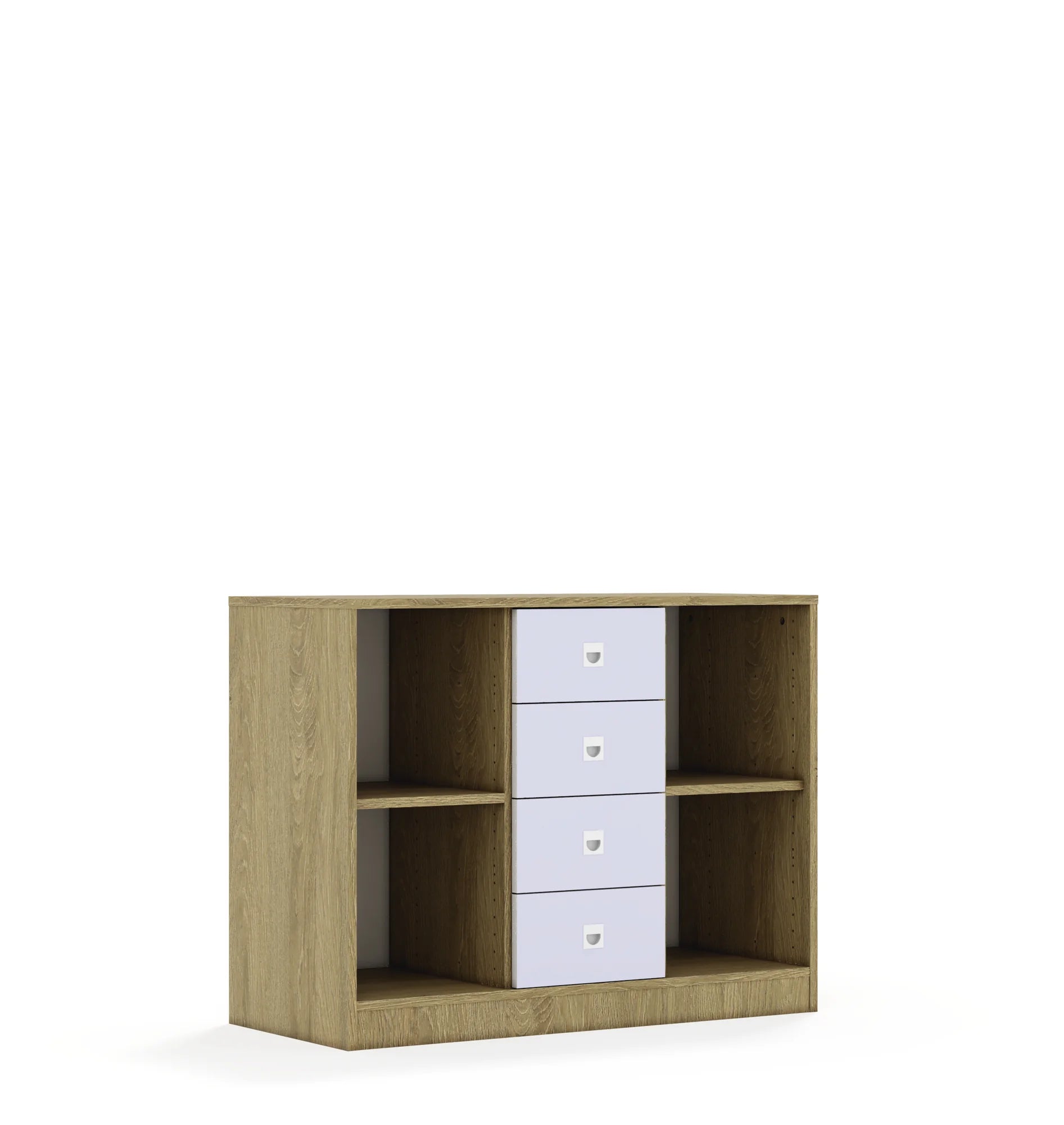Regał BLOX 110 2PP 4SS 1049x466x813 – dąb / pastelowy fioletowy