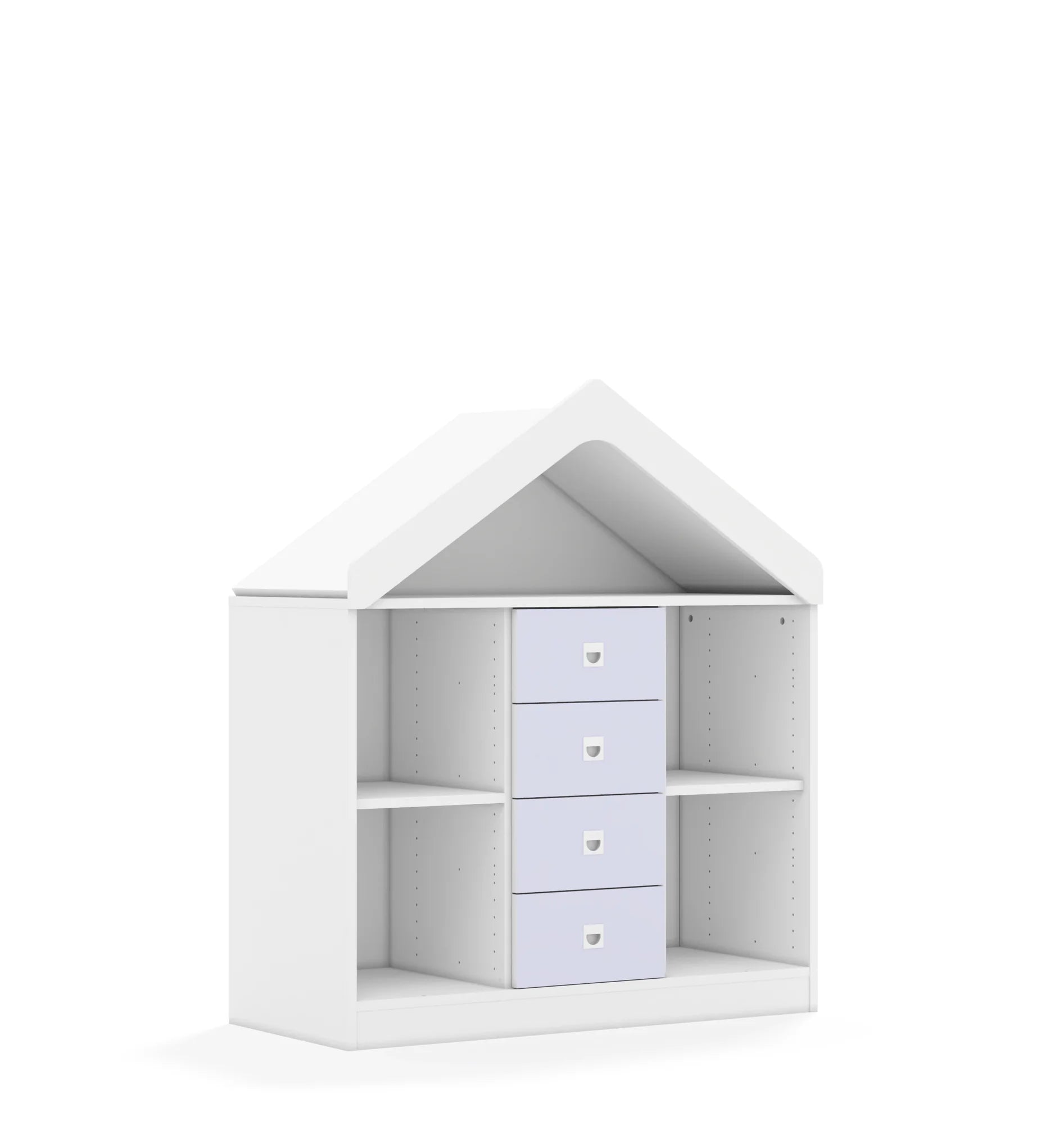 Regał BLOX 110 2PP 4SS z daszkiem 1049x466x1223 – biały / pastelowy fioletowy