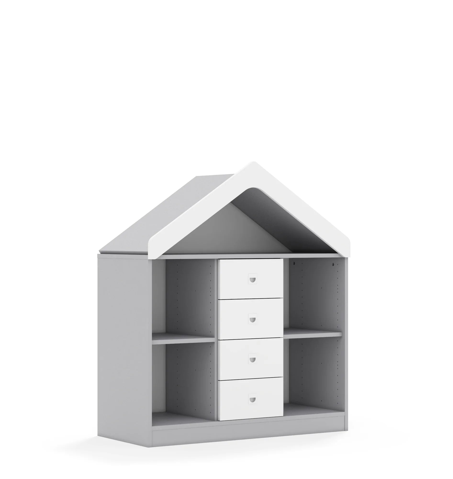 Regał BLOX 110 2PP 4SS z daszkiem 1049x466x1223 – szary / biały