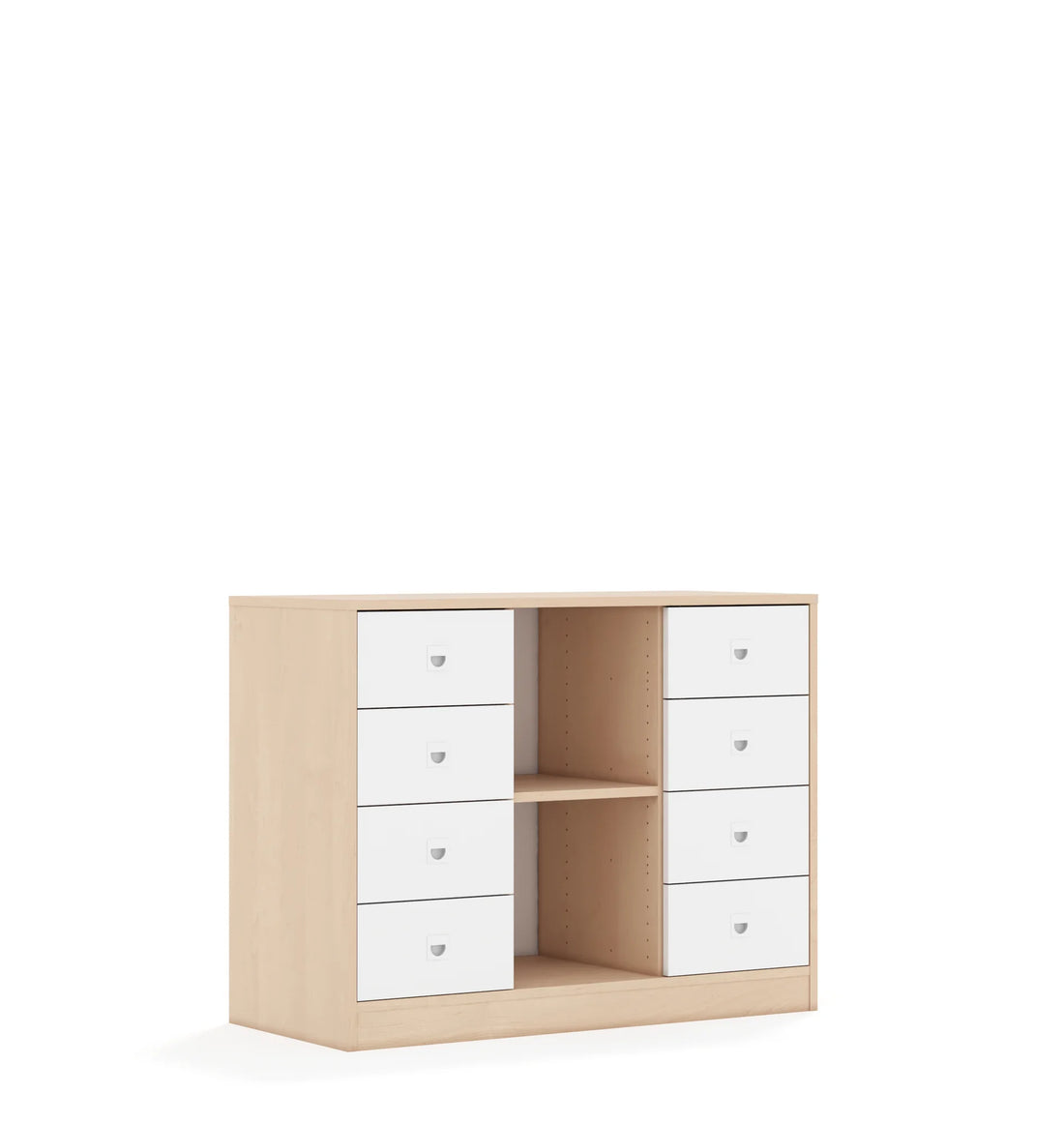 Regał BLOX 110 2PP 8SB 1049x466x813 – dąb / biały