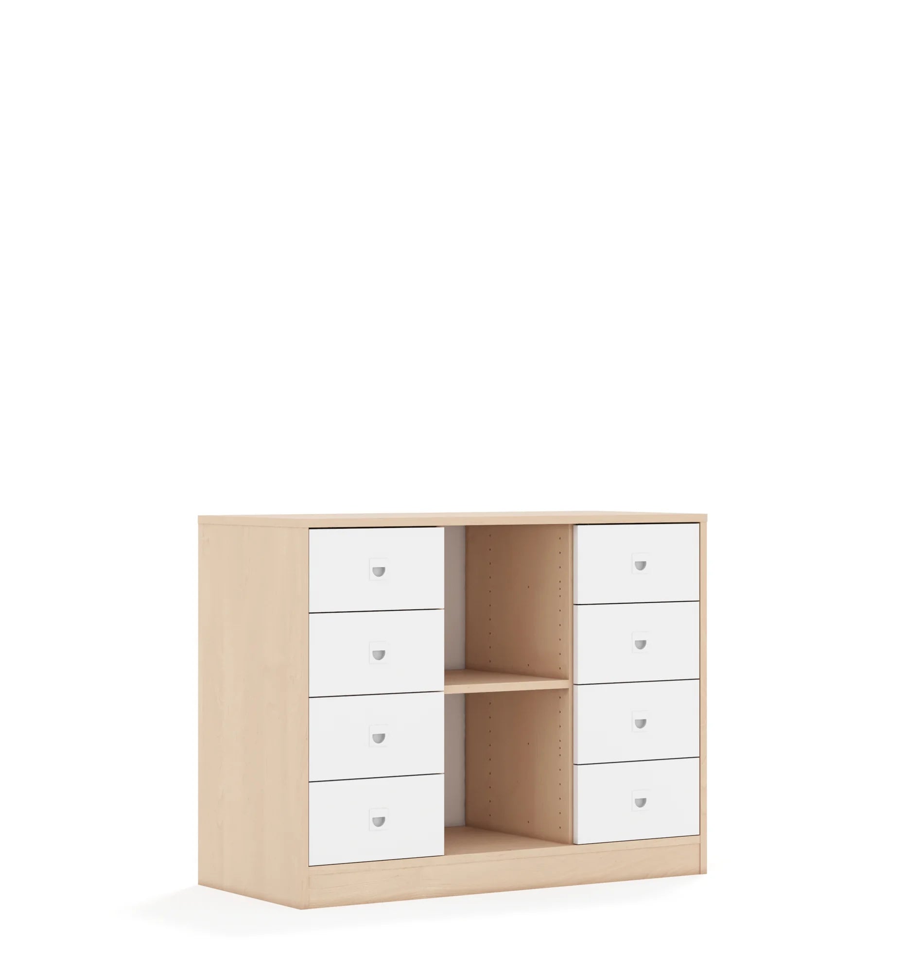 Regał BLOX 110 2PP 8SB 1049x466x813 – brzoza / biały