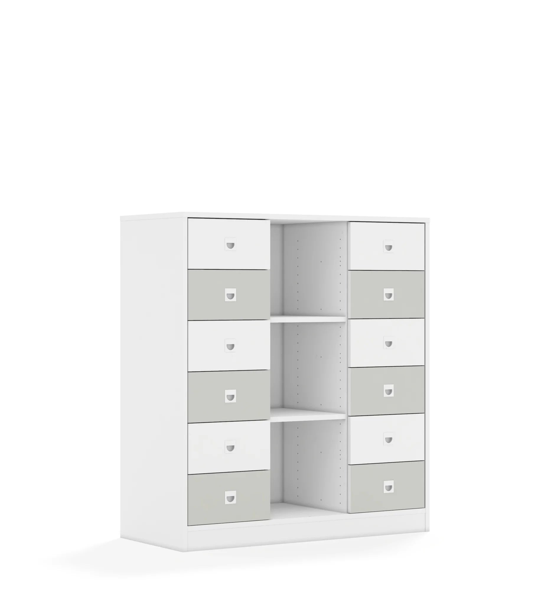 Regał BLOX 110 3PP 12SB 1049x466x1165 – biały / biały/jasny szary