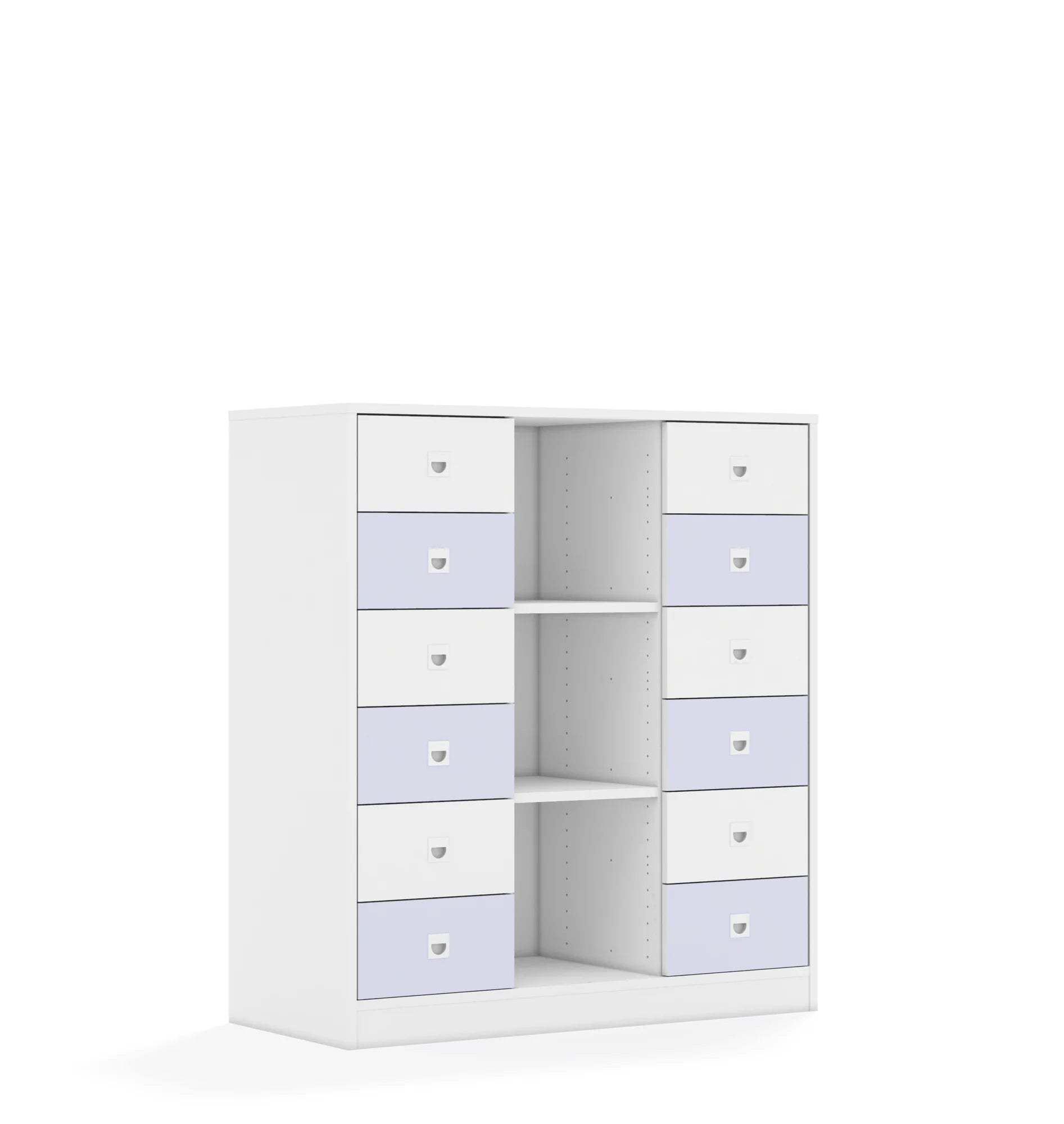 Regał BLOX 110 3PP 12SB 1049x466x1165 – biały / biały/pastelowy fioletowy