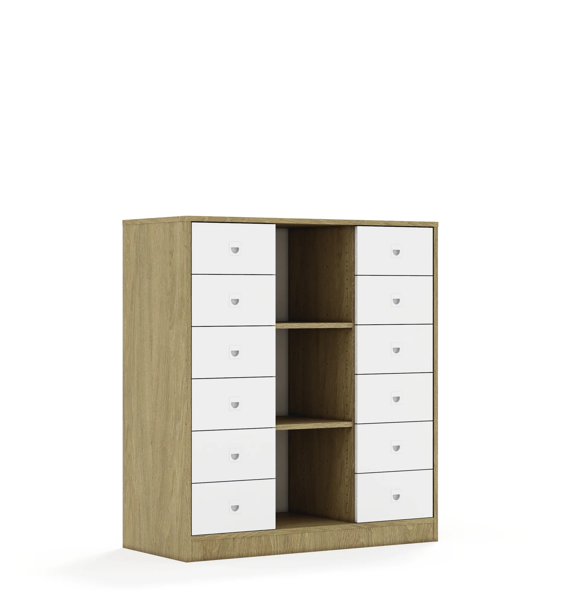 Regał BLOX 110 3PP 12SB 1049x466x1165 – dąb / biały