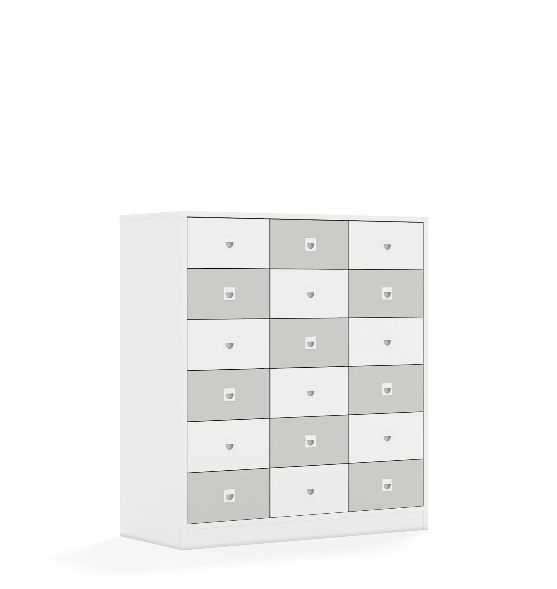 Regał BLOX 110 3PP 12SB 6SS 1049x466x1165 – biały / biały/jasny szary