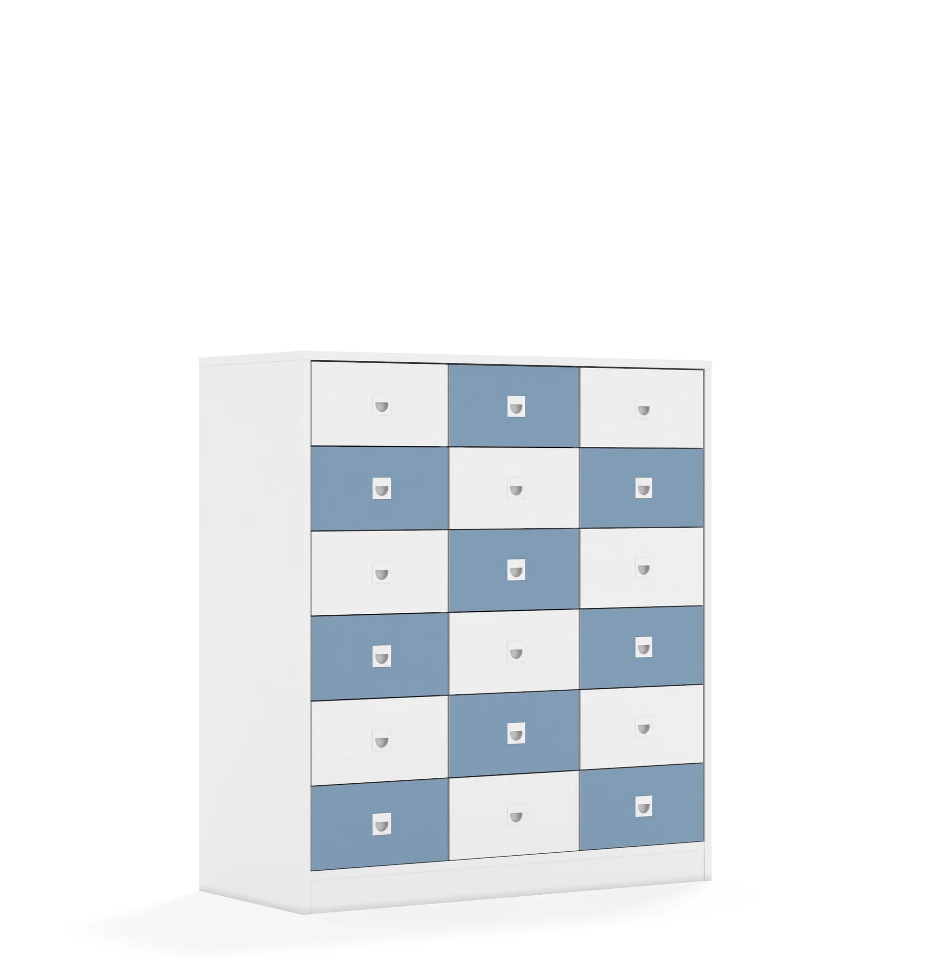 Regał BLOX 110 3PP 12SB 6SS 1049x466x1165 – biały / biały/pastelowy niebieski