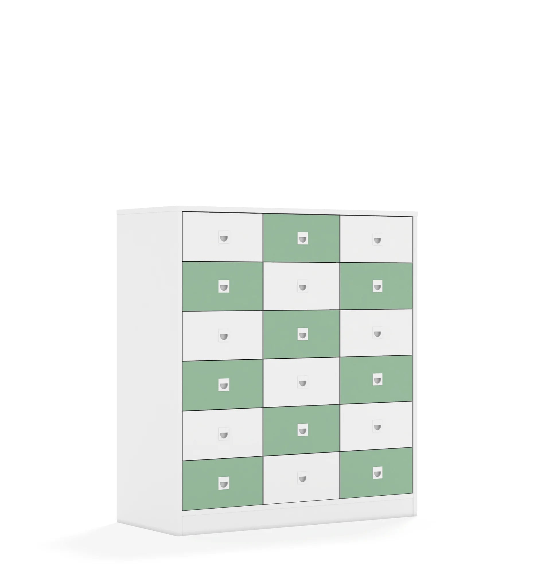 Regał BLOX 110 3PP 12SB 6SS 1049x466x1165 – biały / biały/pastelowy zielony