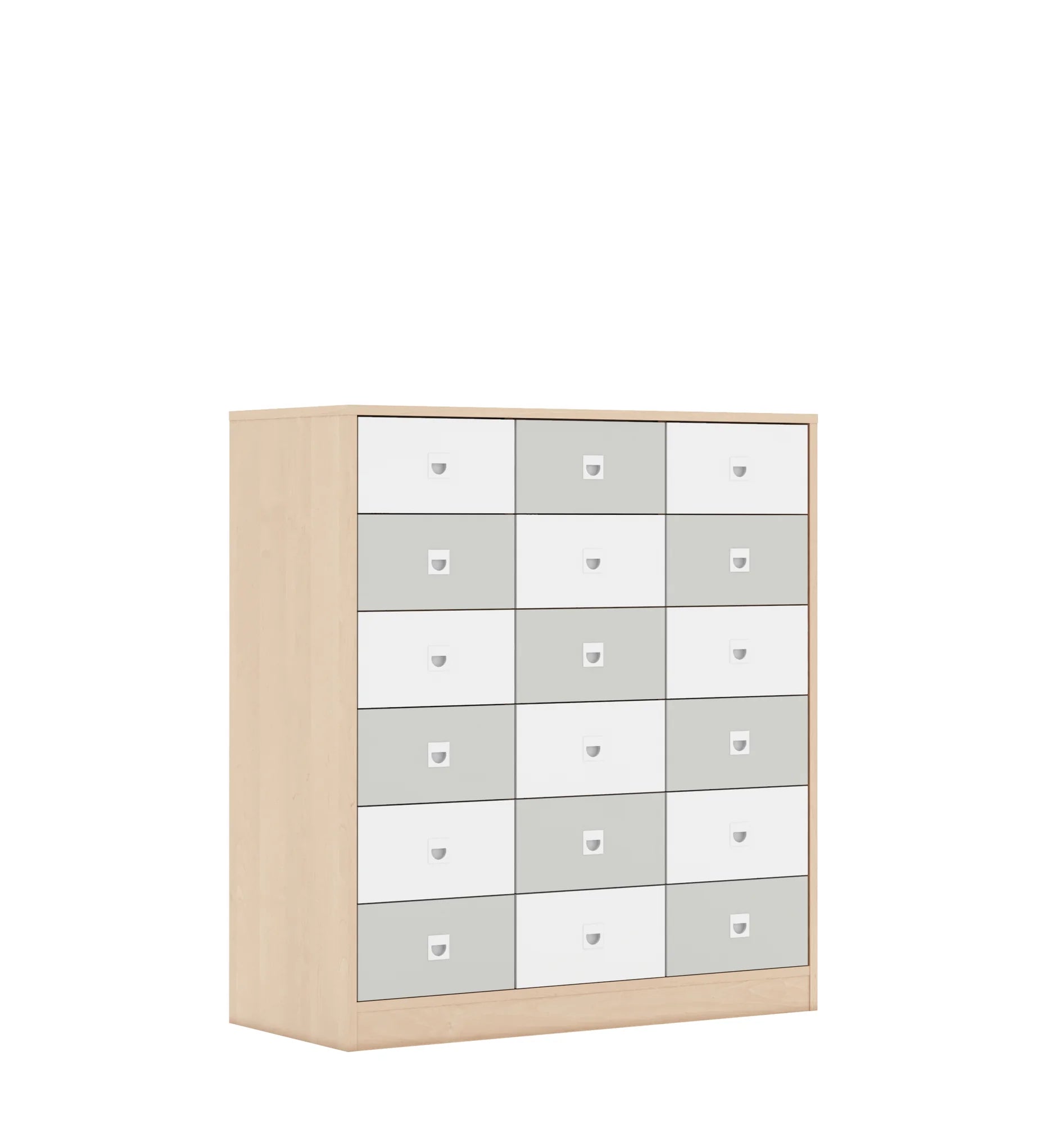 Regał BLOX 110 3PP 12SB 6SS 1049x466x1165 – brzoza / biały/jasny szary