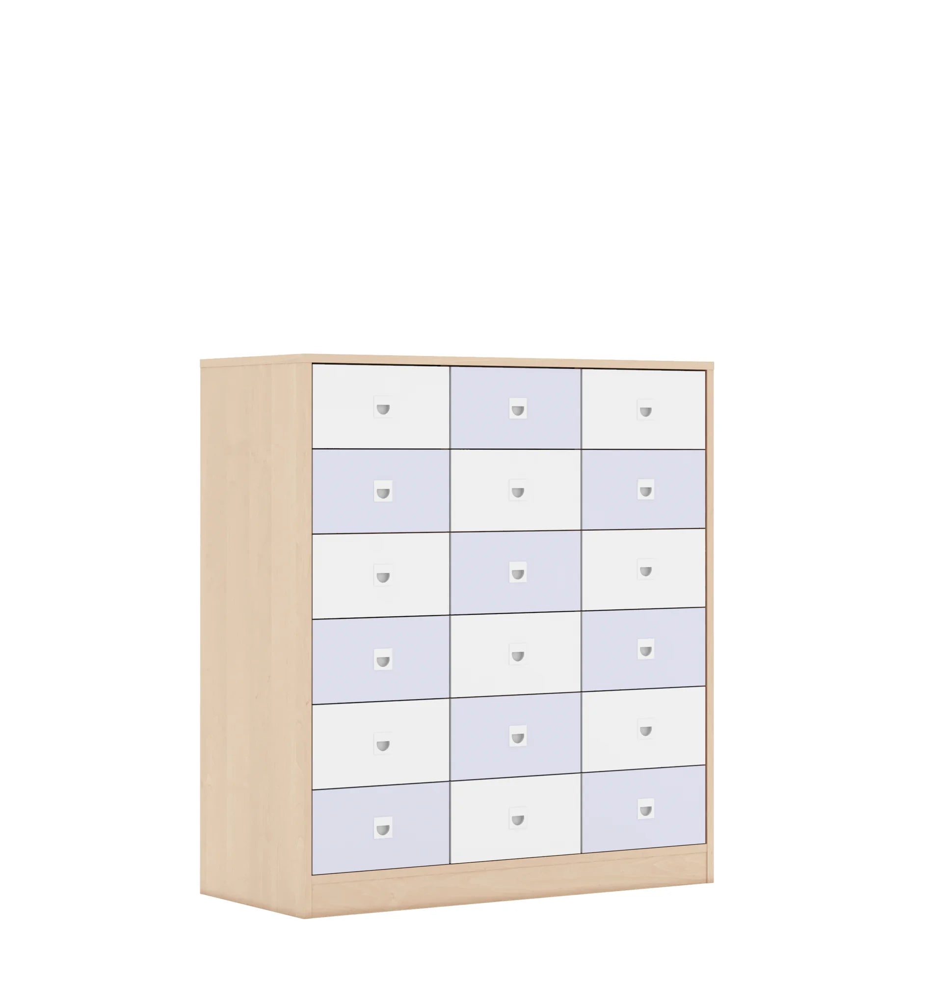 Regał BLOX 110 3PP 12SB 6SS 1049x466x1165 – brzoza / biały/pastelowy fioletowy
