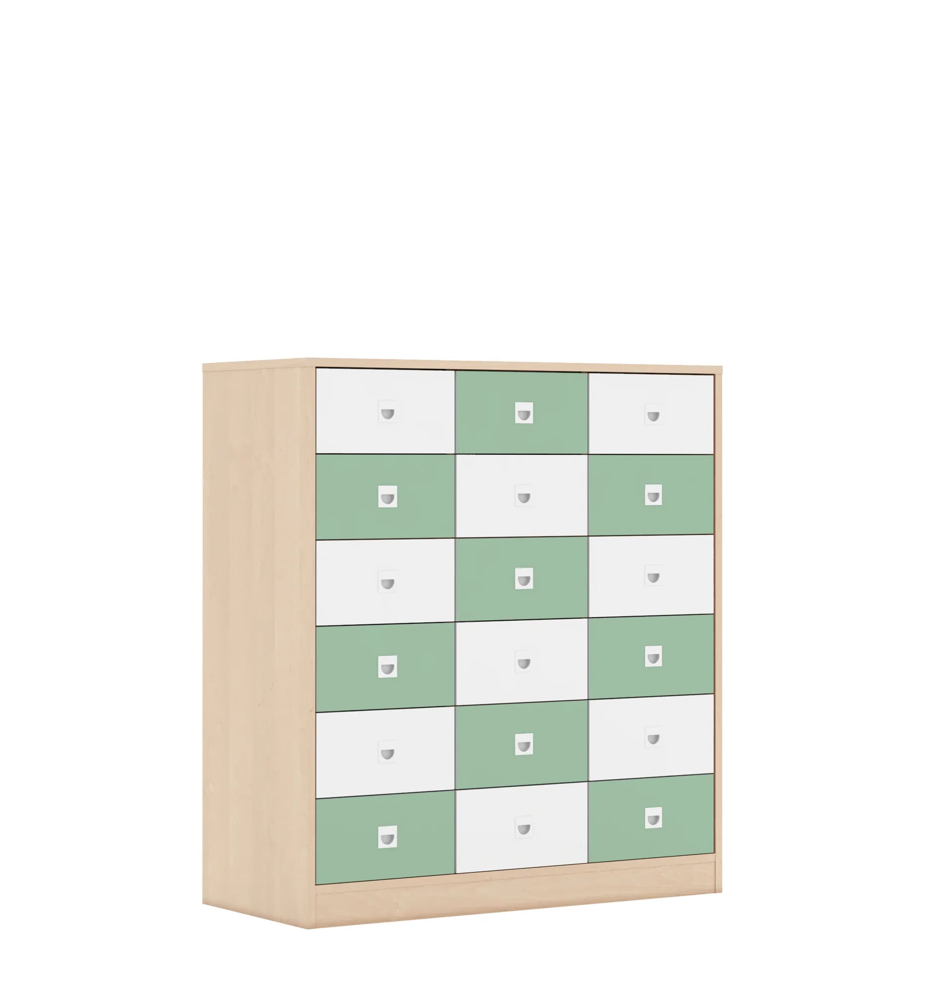 Regał BLOX 110 3PP 12SB 6SS 1049x466x1165 – brzoza / biały/pastelowy zielony