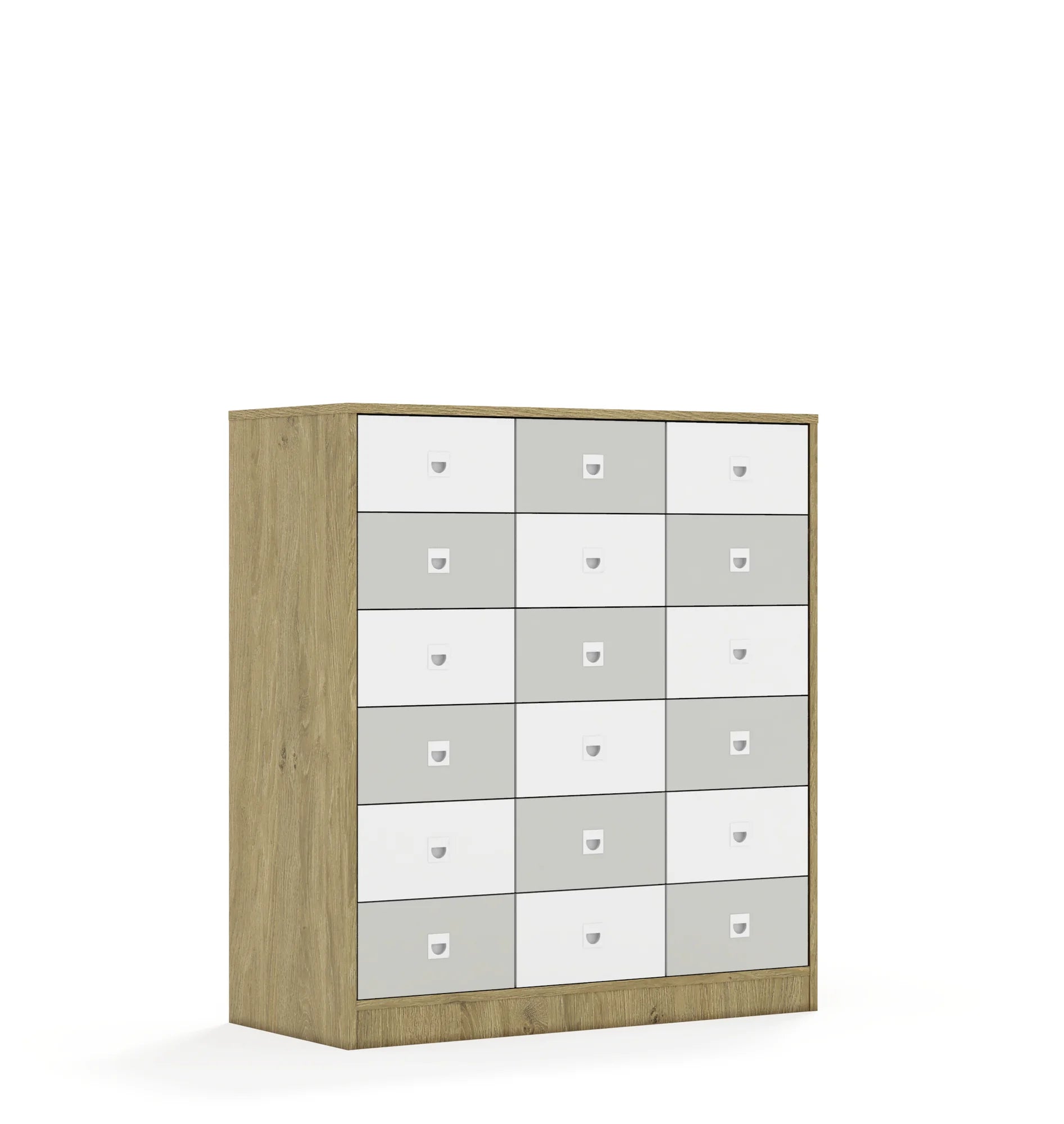 Regał BLOX 110 3PP 12SB 6SS 1049x466x1165 – dąb / biały/jasny szary