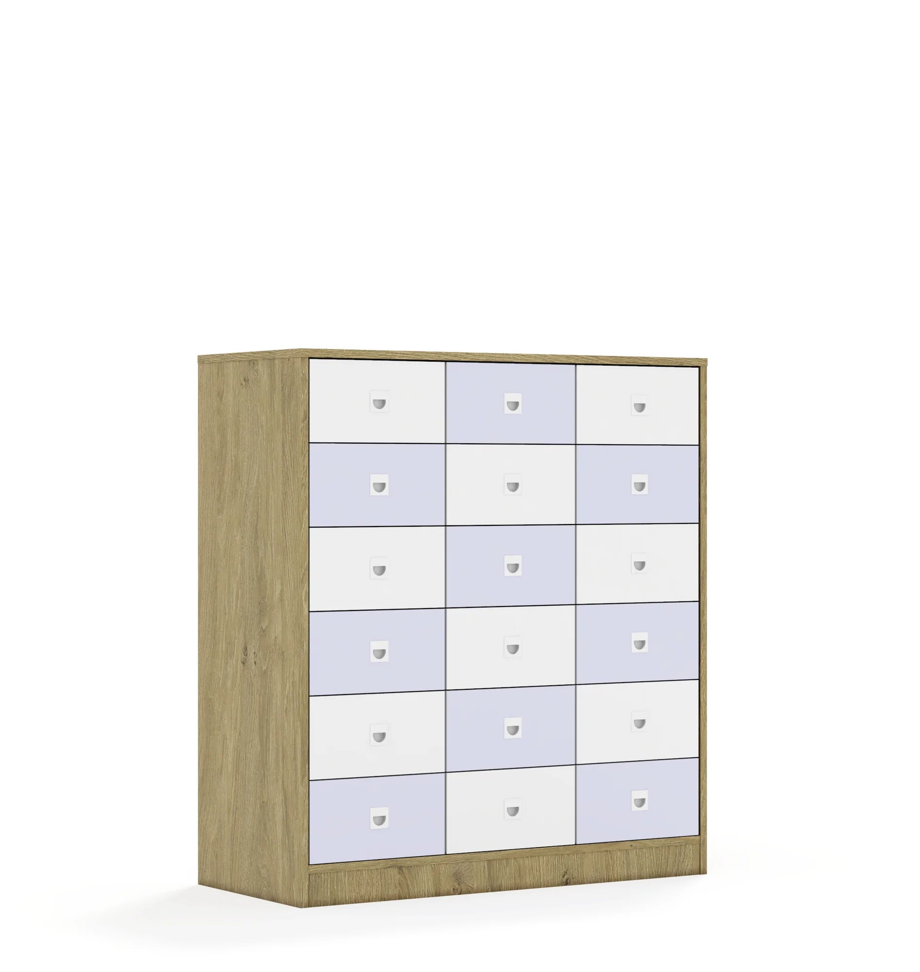 Regał BLOX 110 3PP 12SB 6SS 1049x466x1165 – dąb / biały/pastelowy fioletowy