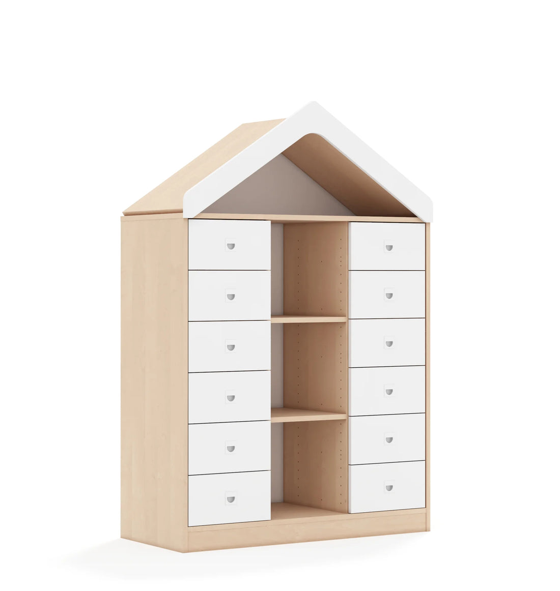 Regał BLOX 110 3PP 12SB z daszkiem 1049x466x1575 – dąb / biały