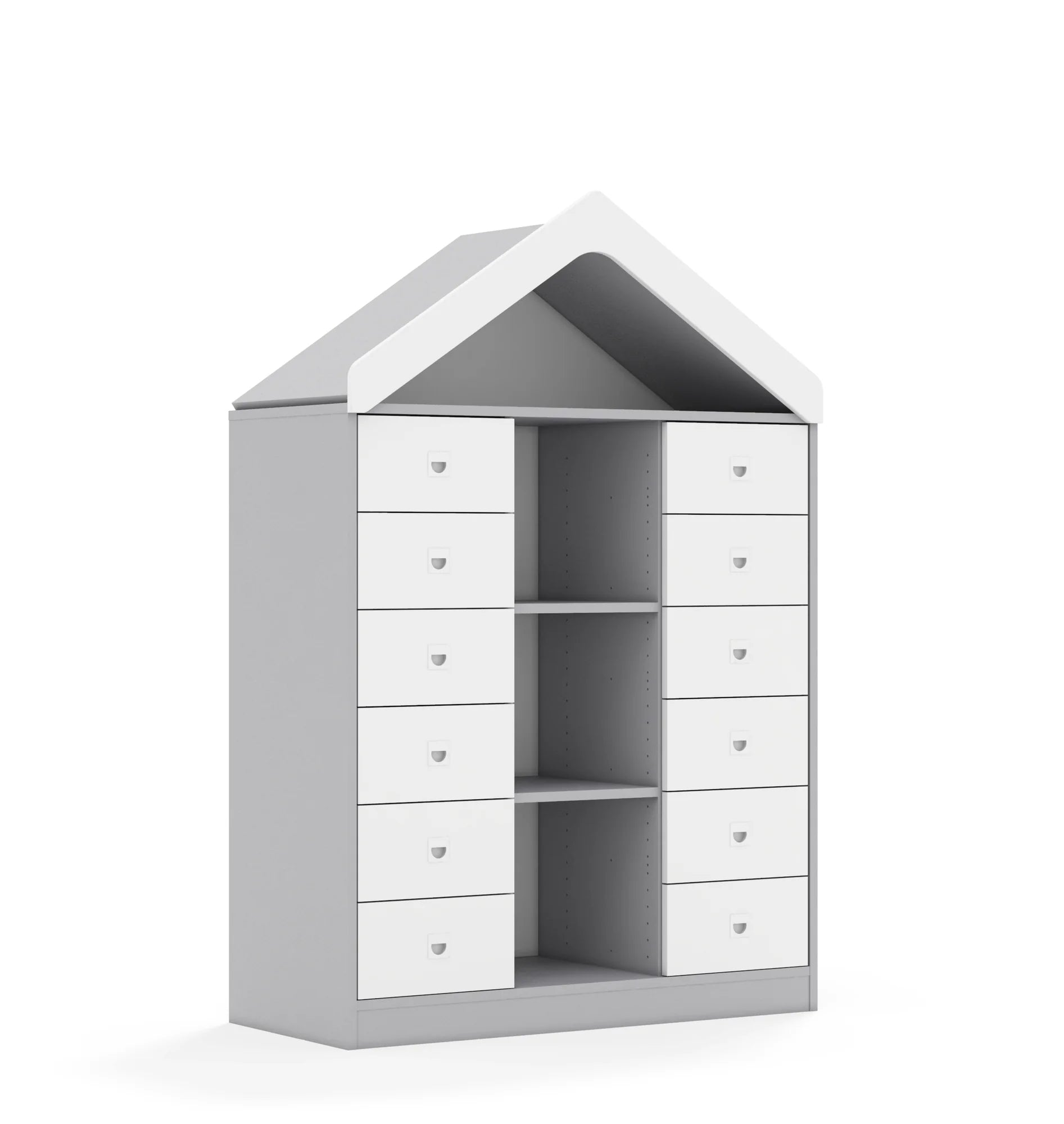 Regał BLOX 110 3PP 12SB z daszkiem 1049x466x1575 – szary / biały