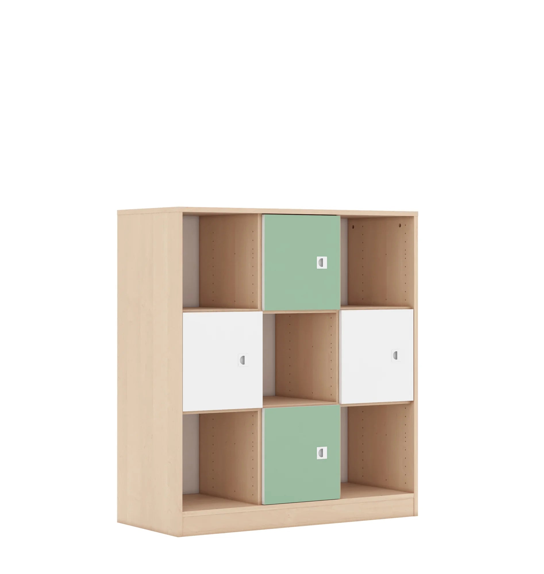 Regał BLOX 110 3PP 4F1 1049x466x1165 – brzoza / biały/pastelowy zielony