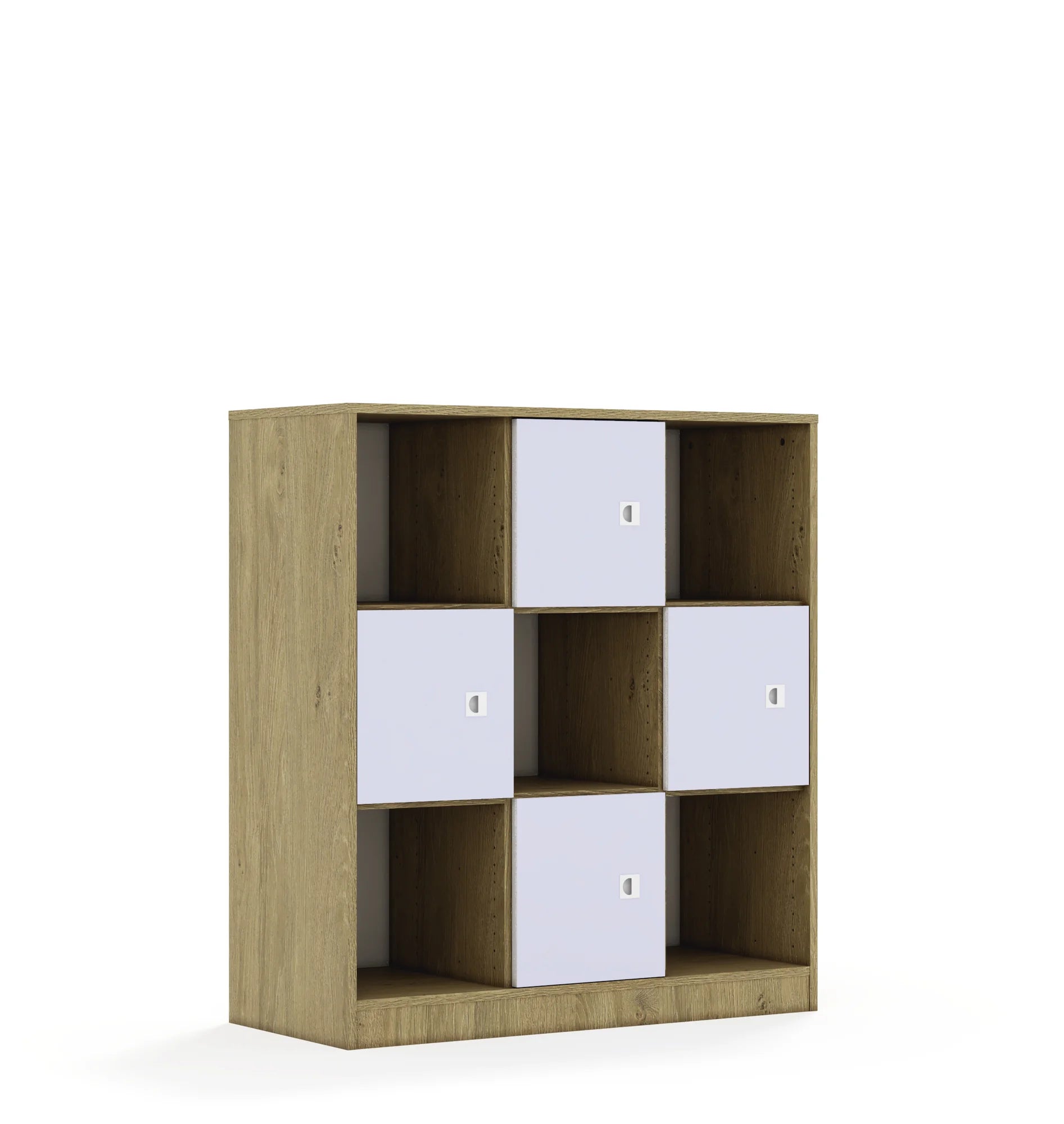Regał BLOX 110 3PP 4F1 1049x466x1165 – dąb / pastelowy fioletowy
