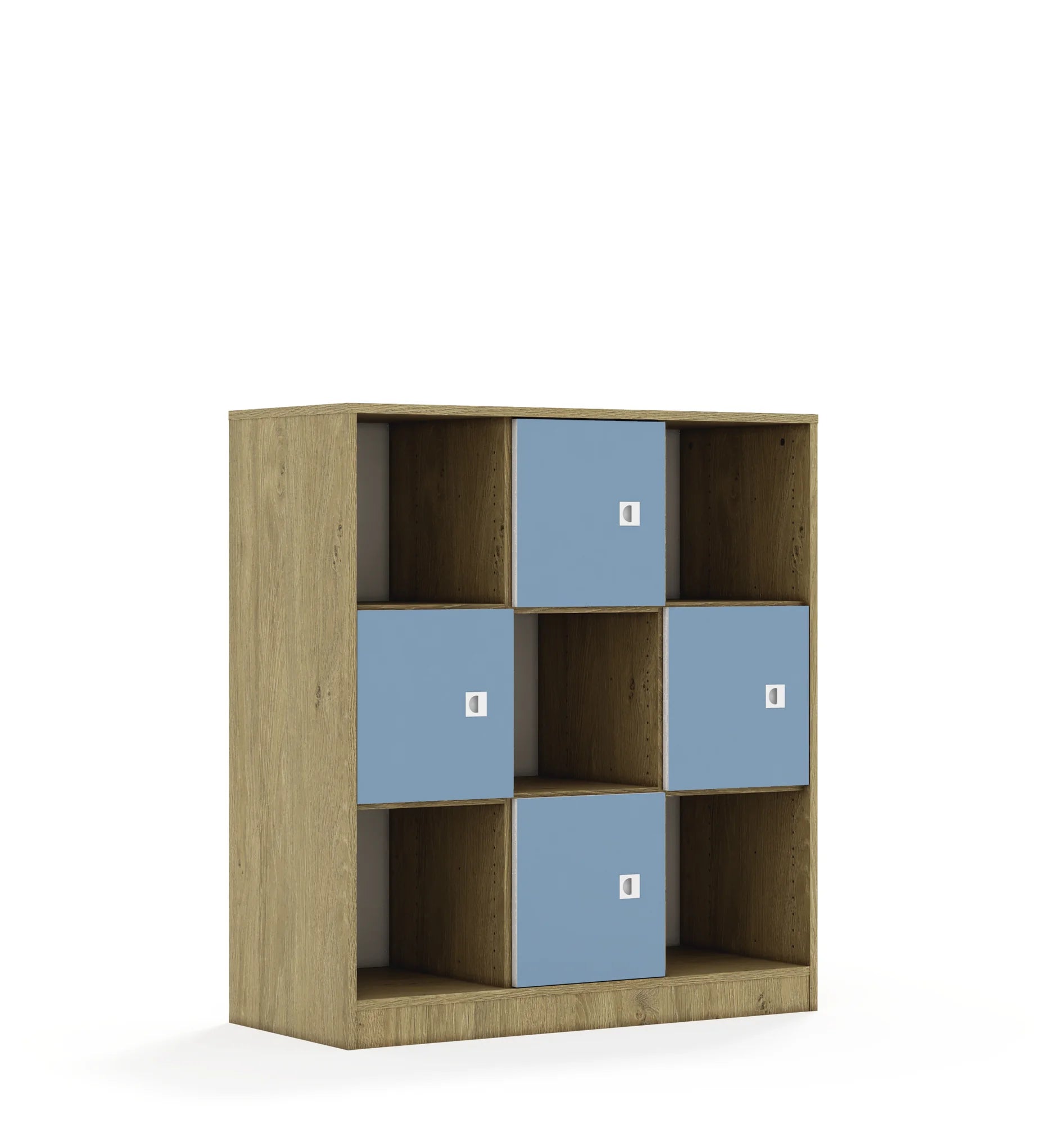 Regał BLOX 110 3PP 4F1 1049x466x1165 – dąb / pastelowy niebieski