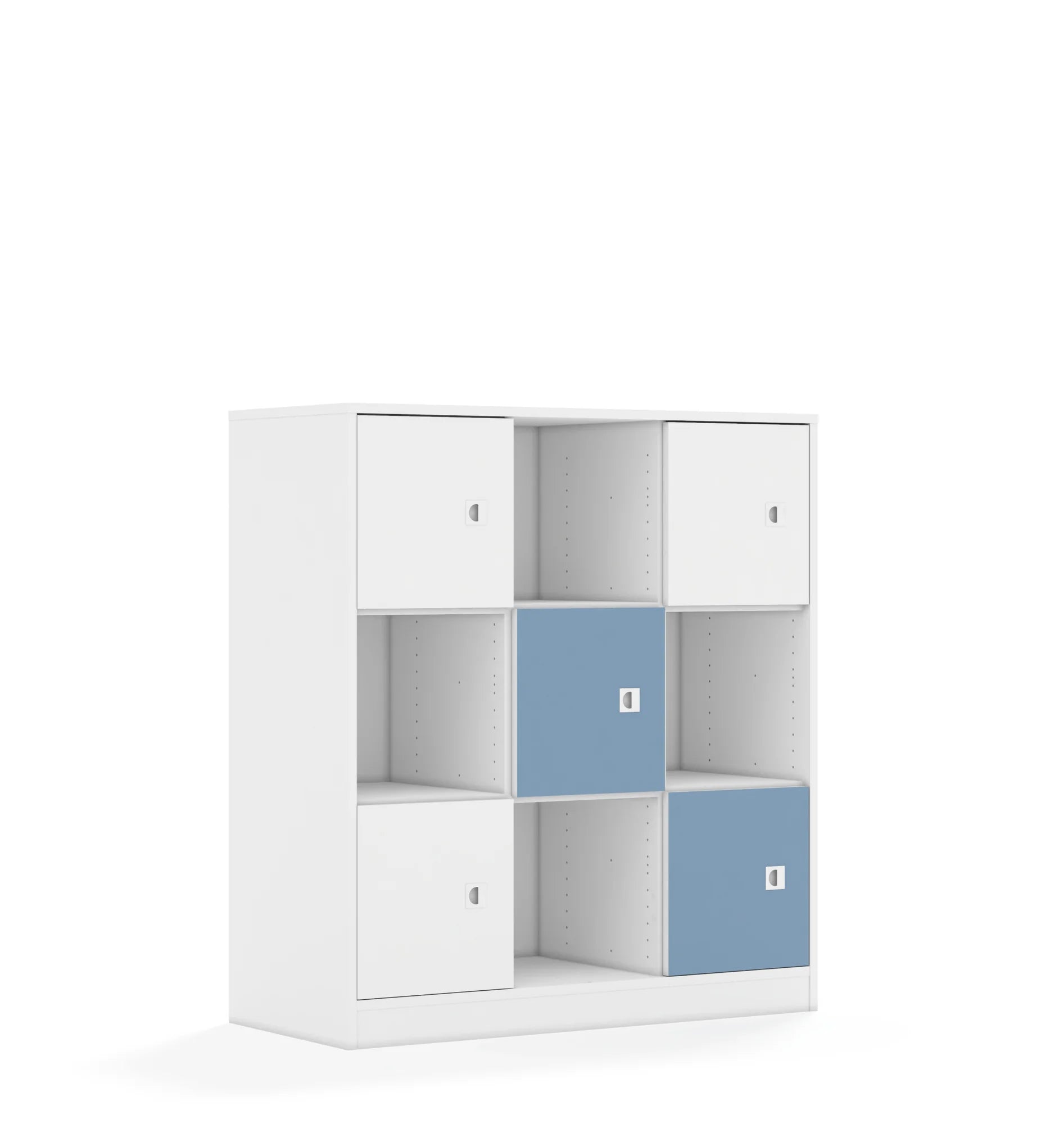 Regał BLOX 110 3PP 5F1 1049x466x1165 – biały / biały/pastelowy niebieski