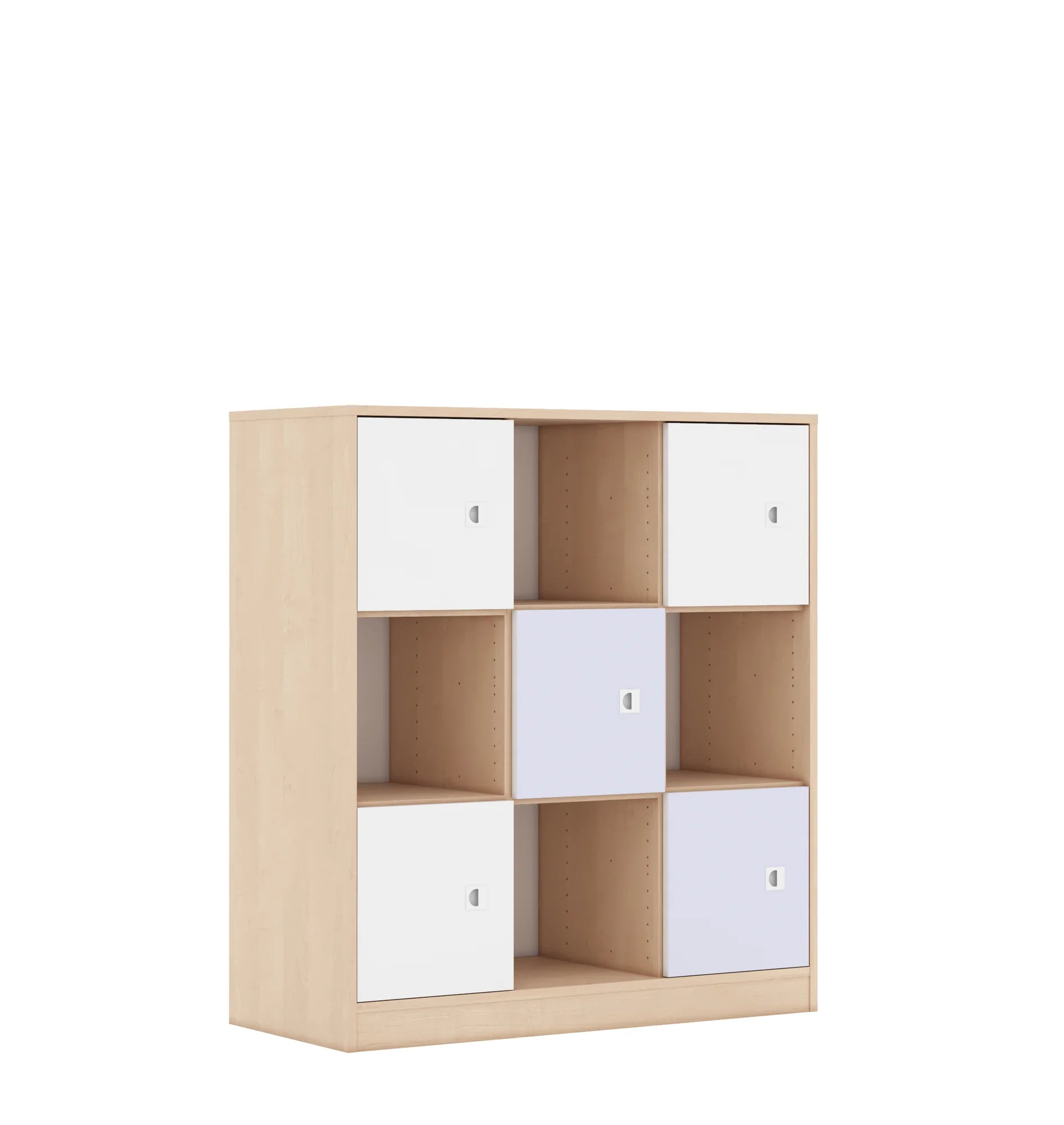 Regał BLOX 110 3PP 5F1 1049x466x1165 – brzoza / biały/pastelowy fioletowy
