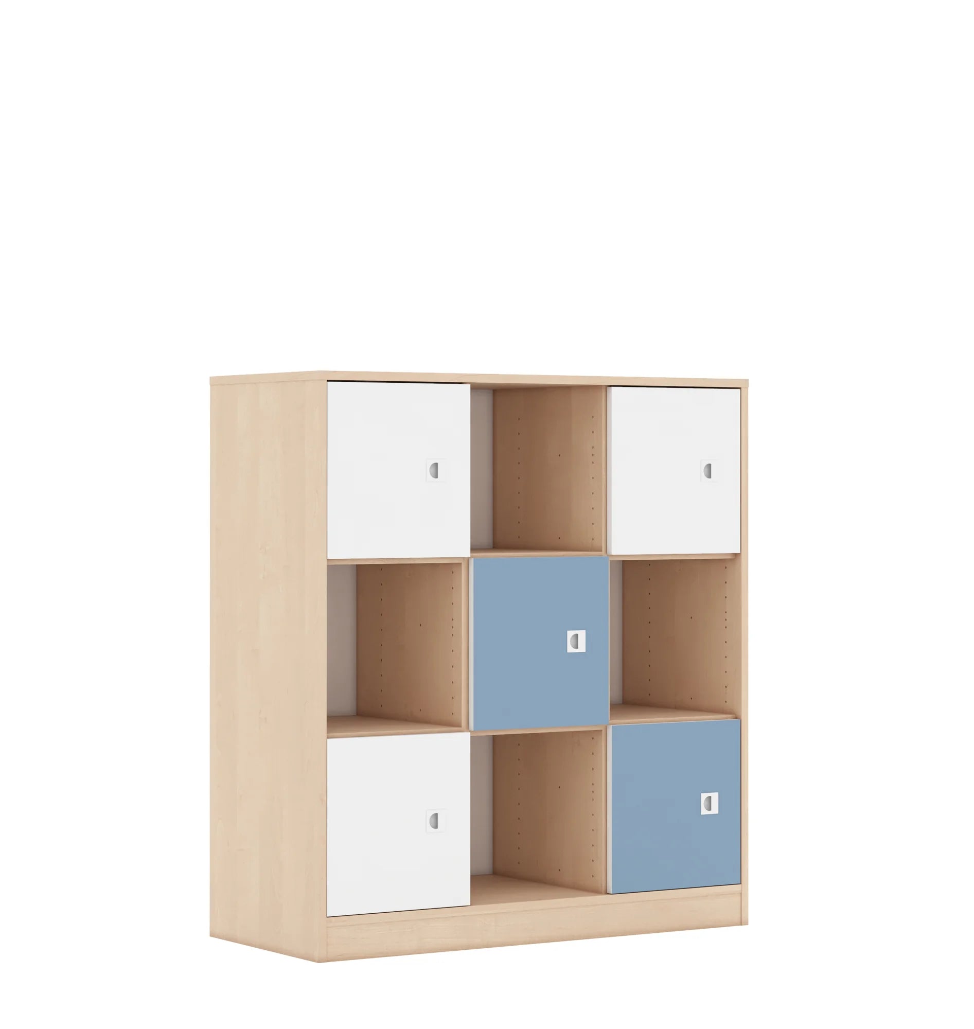 Regał BLOX 110 3PP 5F1 1049x466x1165 – brzoza / biały/pastelowy niebieski