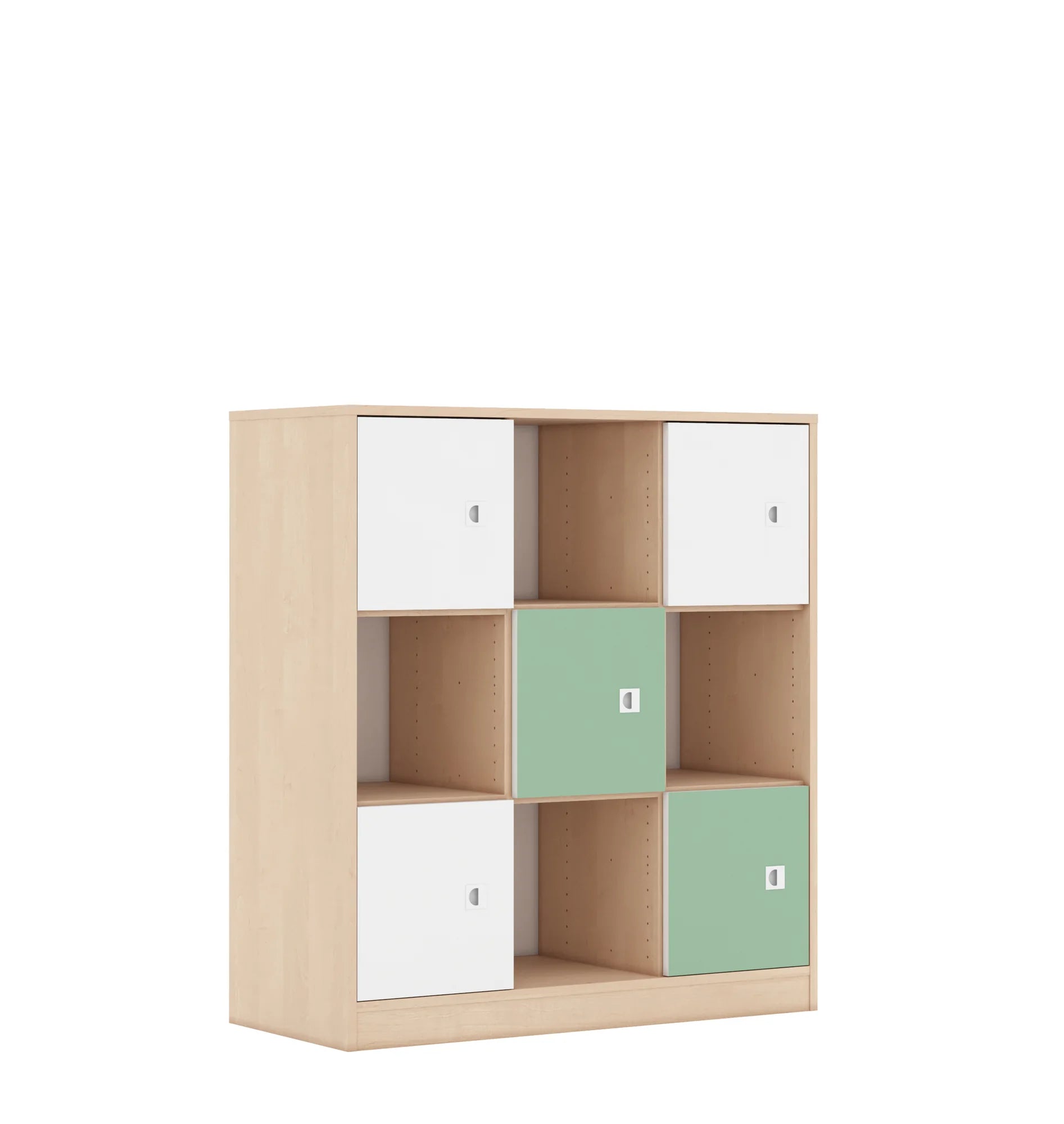 Regał BLOX 110 3PP 5F1 1049x466x1165 – brzoza / biały/pastelowy zielony