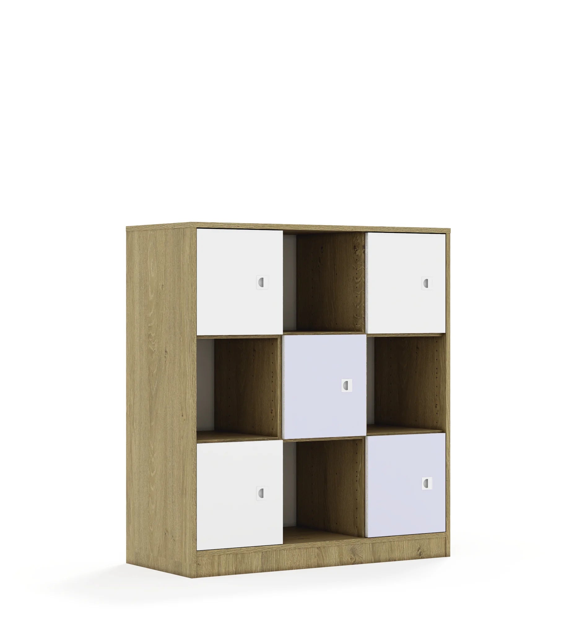 Regał BLOX 110 3PP 5F1 1049x466x1165 – dąb / biały/pastelowy fioletowy