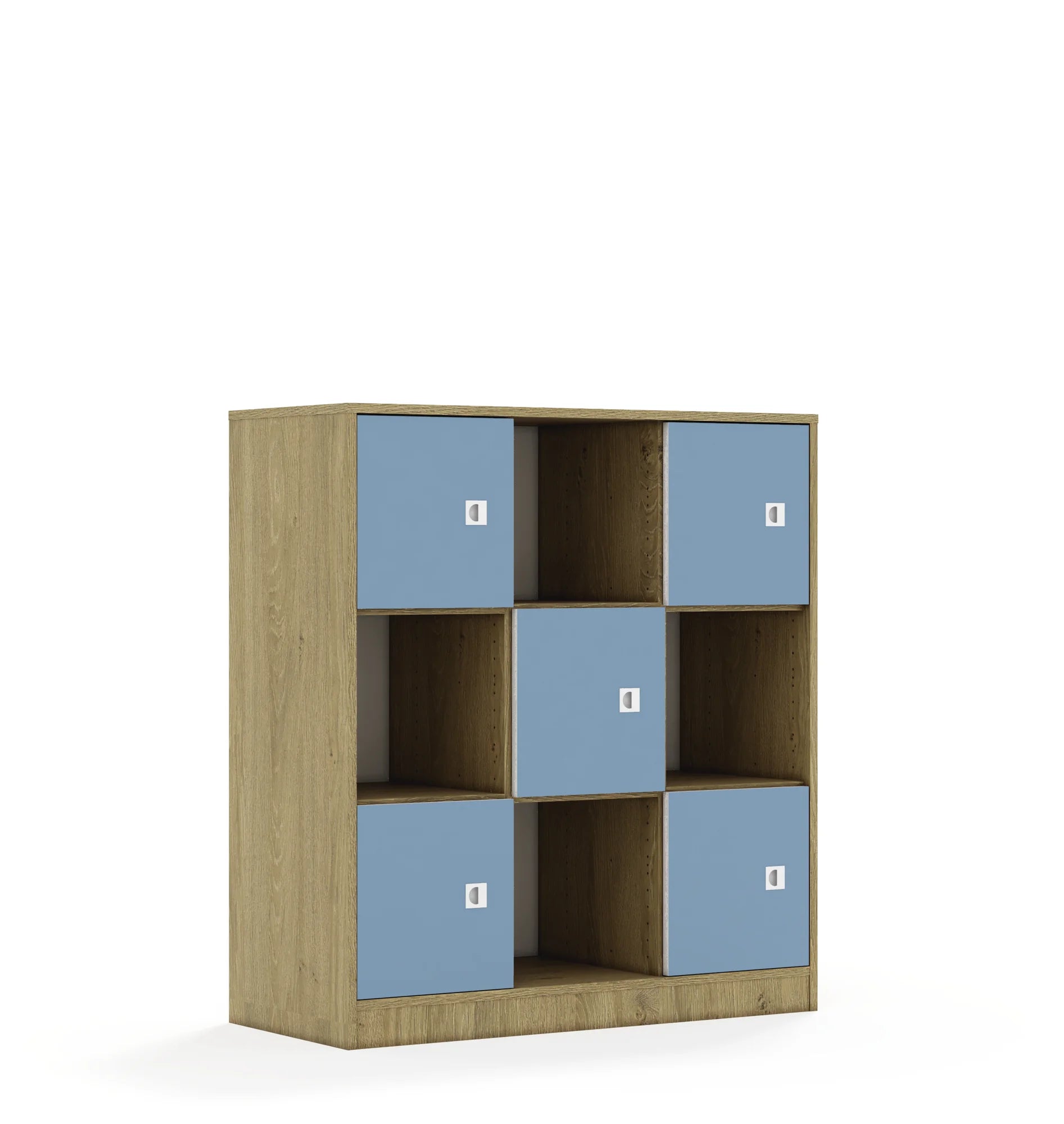 Regał BLOX 110 3PP 5F1 1049x466x1165 – dąb / pastelowy niebieski