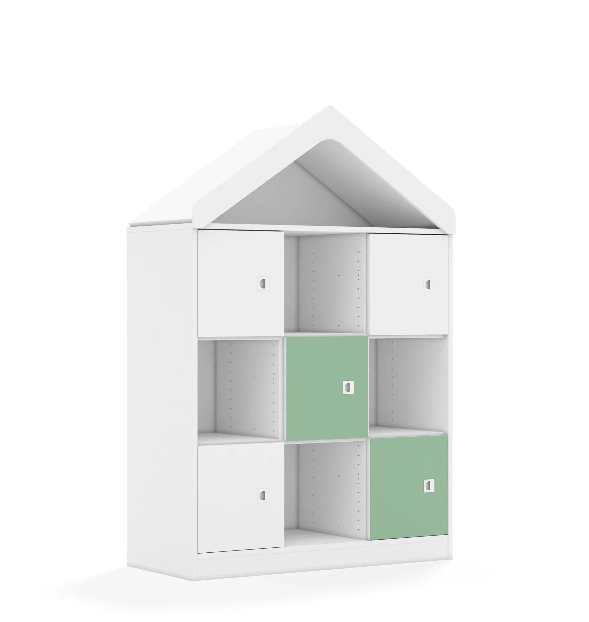 Regał BLOX 110 3PP 5F1 z daszkiem 1049x466x1575 – biały / biały/pastelowy zielony