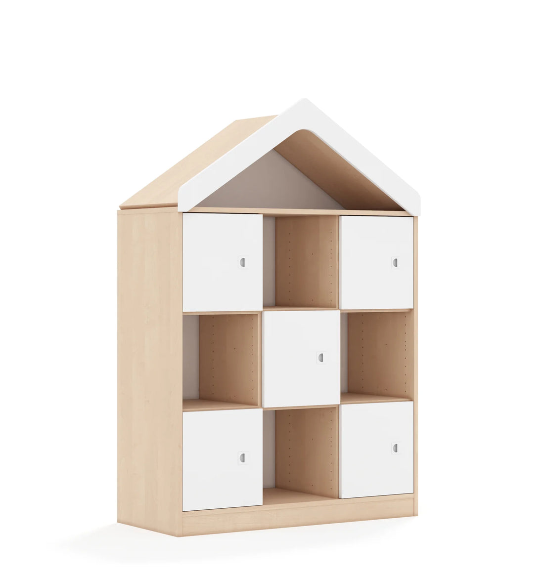 Regał BLOX 110 3PP 5F1 z daszkiem 1049x466x1575 – dąb / biały