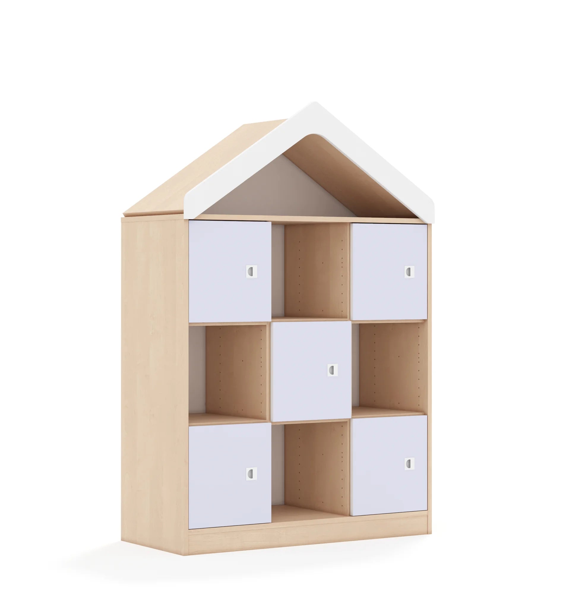 Regał BLOX 110 3PP 5F1 z daszkiem 1049x466x1575 – brzoza / pastelowy fioletowy