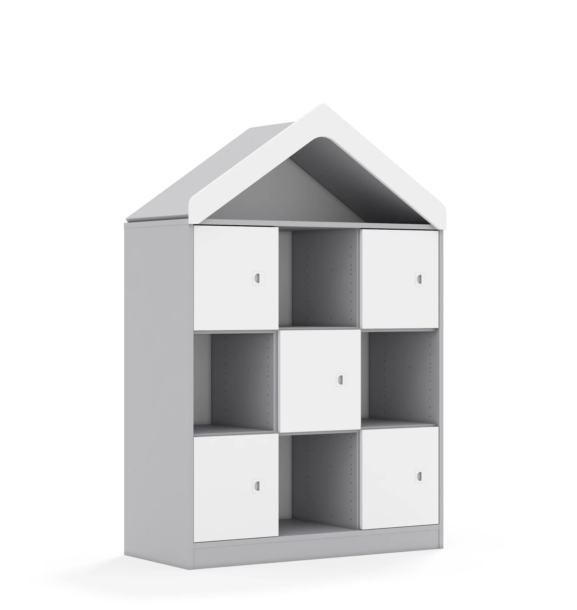 Regał BLOX 110 3PP 5F1 z daszkiem 1049x466x1575 – szary / biały