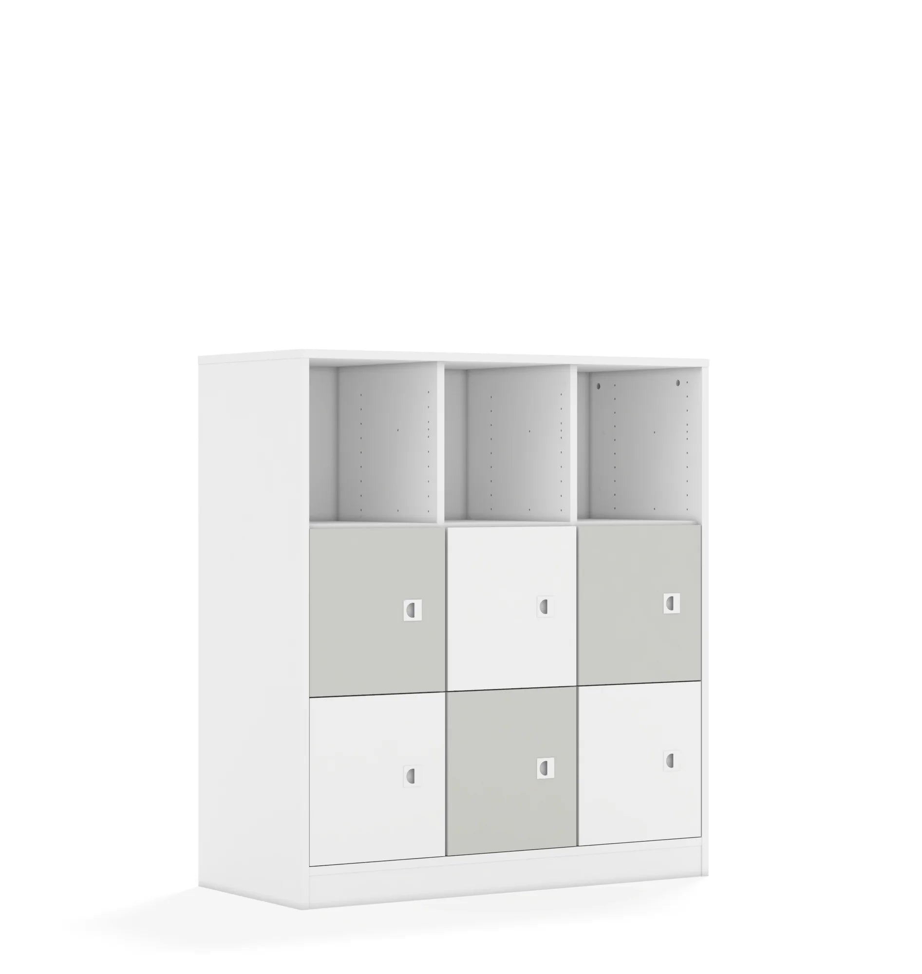 Regał BLOX 110 3PP 6F1 1049x466x1165 – biały / biały/jasny szary