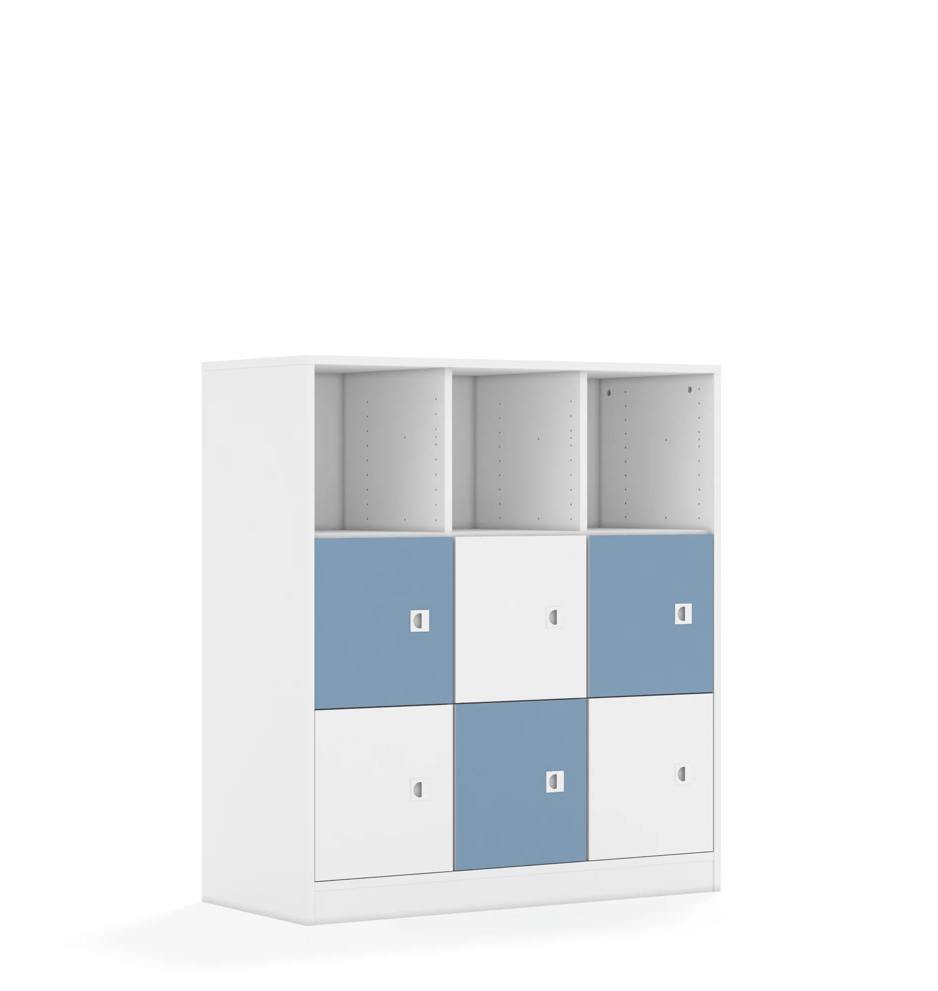Regał BLOX 110 3PP 6F1 1049x466x1165 – biały / biały/pastelowy niebieski