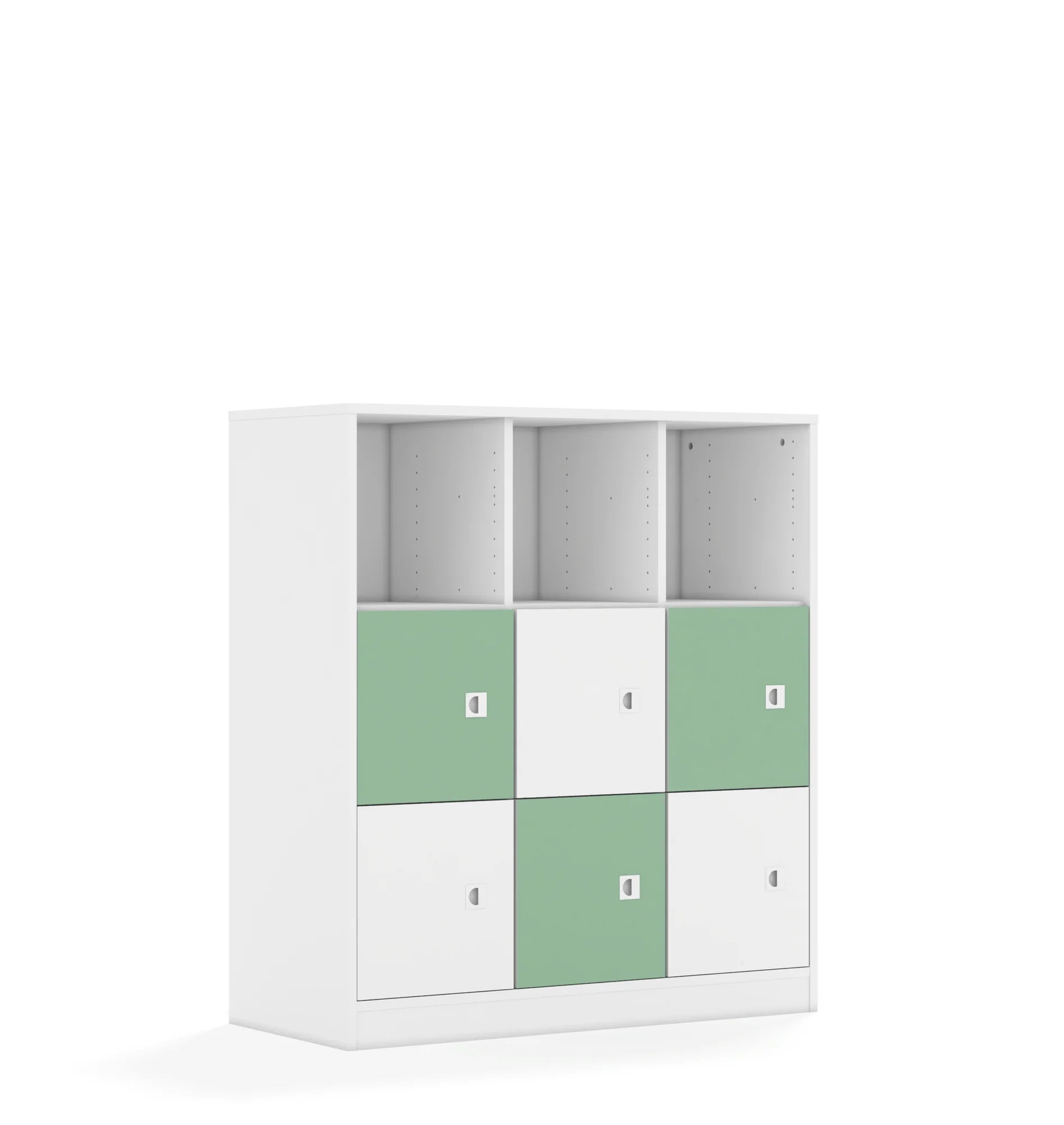 Regał BLOX 110 3PP 6F1 1049x466x1165 – biały / biały/pastelowy zielony