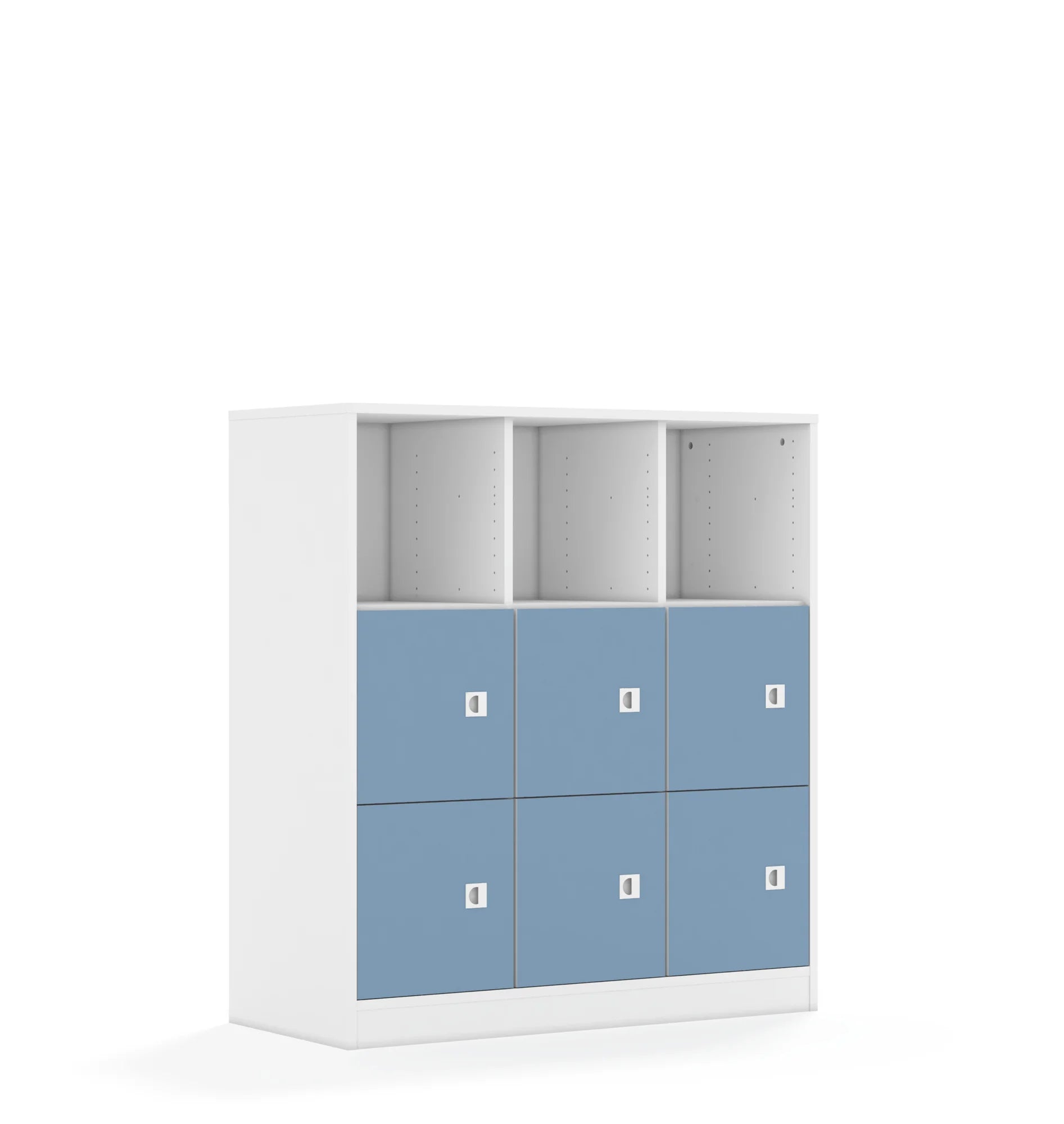 Regał BLOX 110 3PP 6F1 1049x466x1165 – biały / pastelowy niebieski