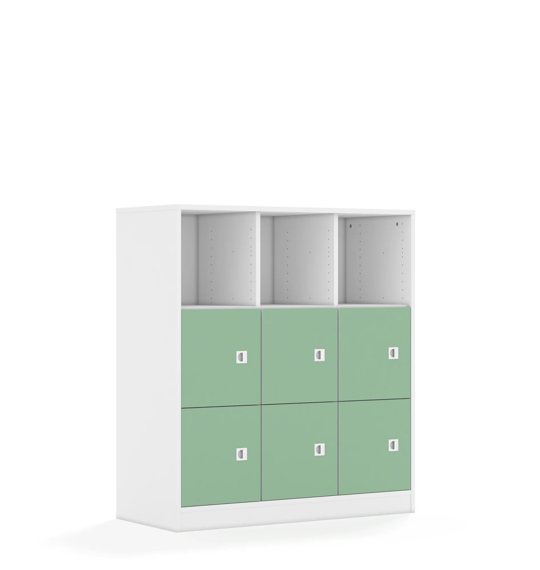 Regał BLOX 110 3PP 6F1 1049x466x1165 – biały / pastelowy zielony