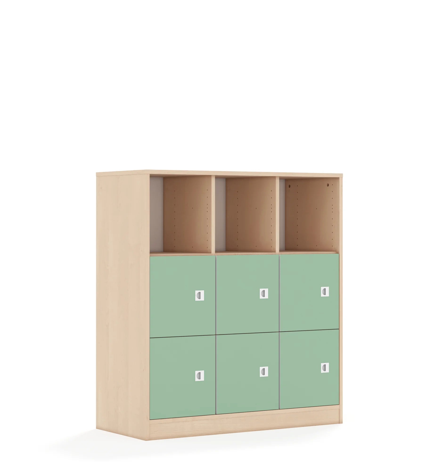 Regał BLOX 110 3PP 6F1 1049x466x1165 – brzoza / pastelowy zielony