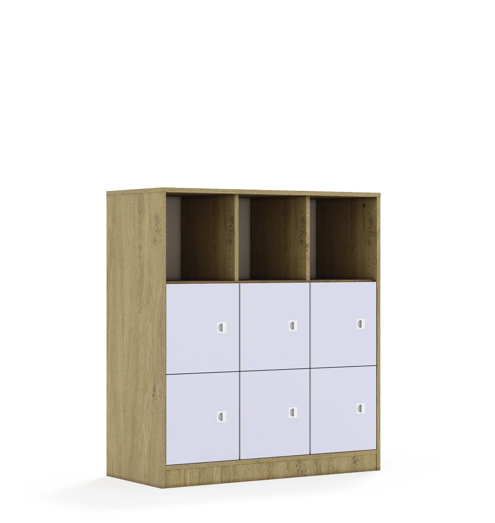 Regał BLOX 110 3PP 6F1 1049x466x1165 – dąb / pastelowy fioletowy