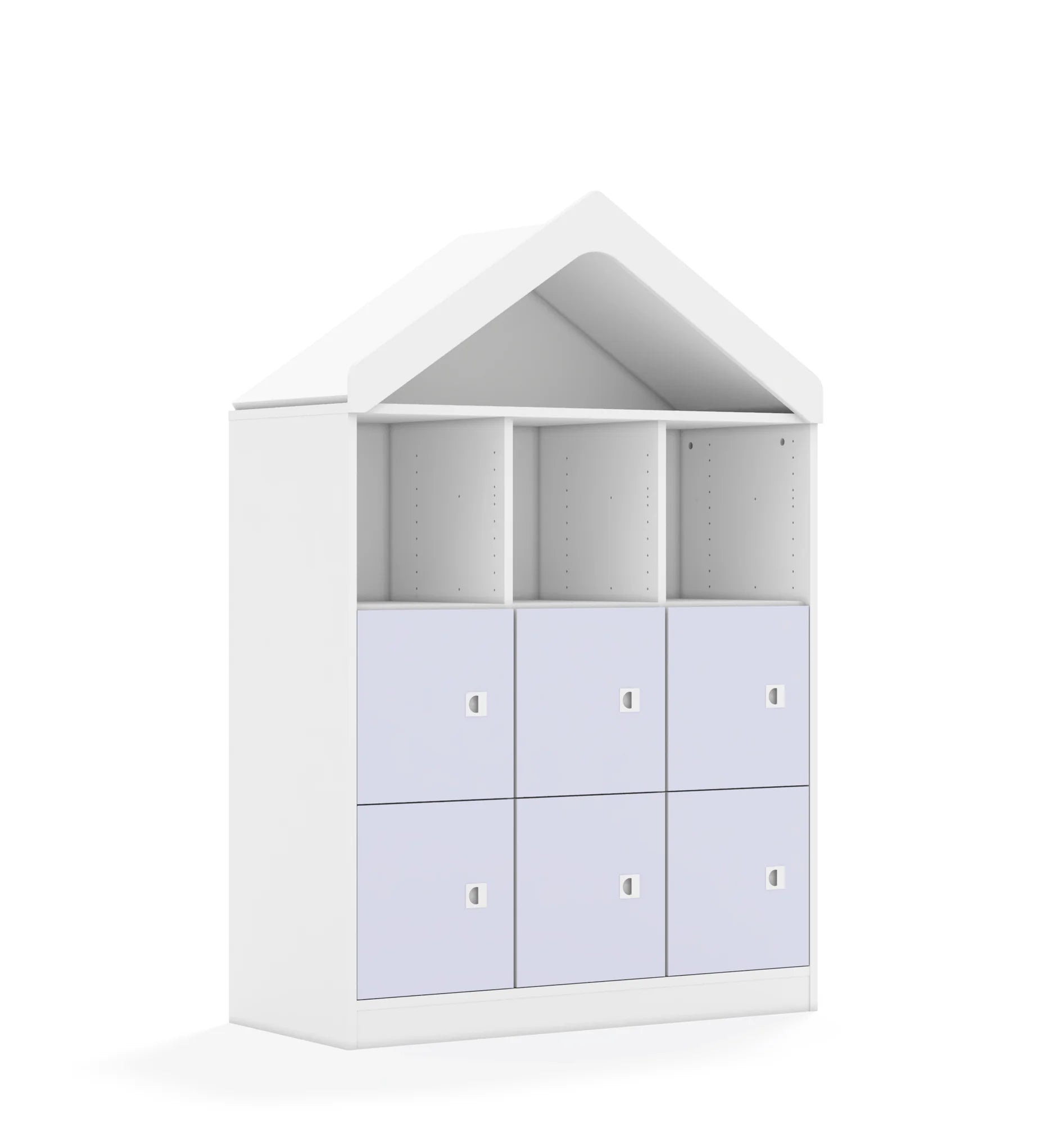 Regał BLOX 110 3PP 6F1 z daszkiem 1049x466x1575 – biały / pastelowy fioletowy