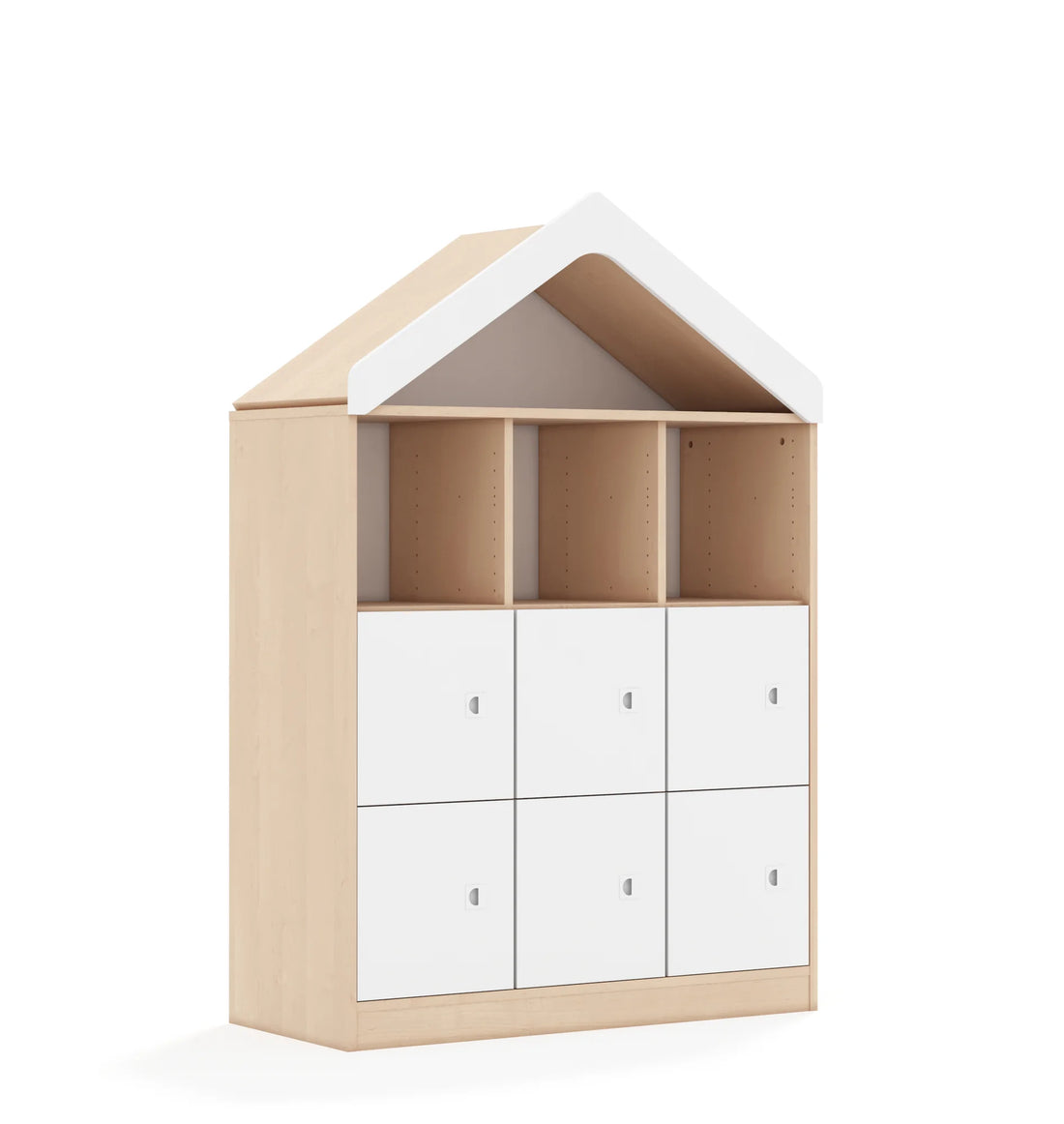Regał BLOX 110 3PP 6F1 z daszkiem 1049x466x1575 – dąb / biały
