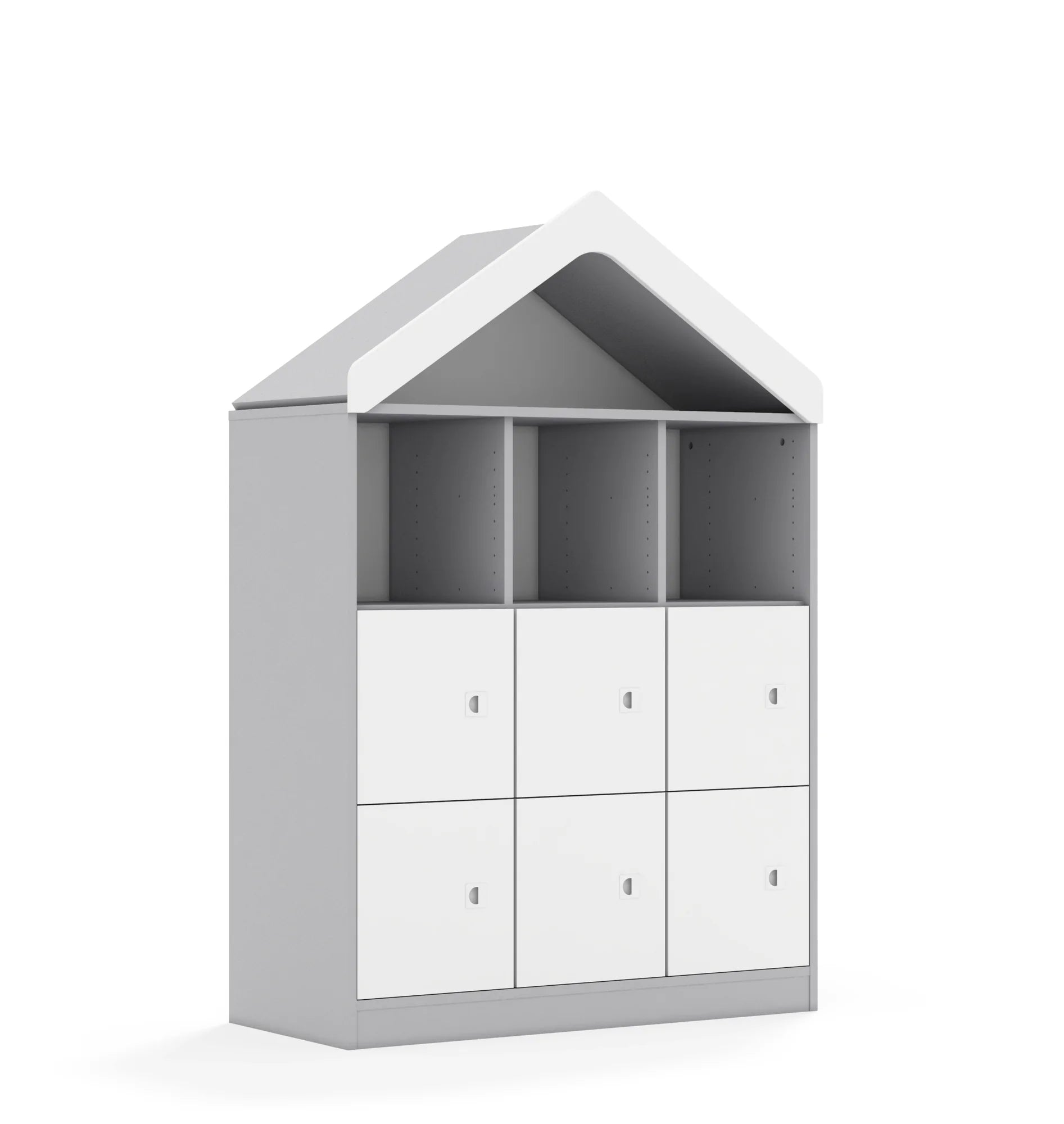 Regał BLOX 110 3PP 6F1 z daszkiem 1049x466x1575 – szary / biały