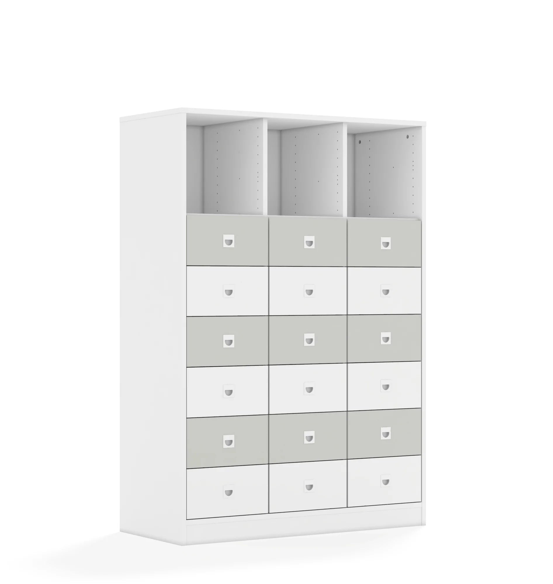Regał BLOX 110 4PP 12SB 6SS 1049x466x1517 – biały / biały/jasny szary