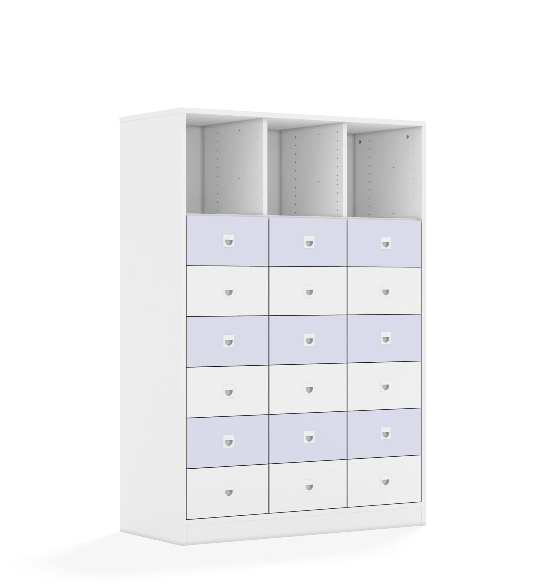 Regał BLOX 110 4PP 12SB 6SS 1049x466x1517 – biały / biały/pastelowy fioletowy